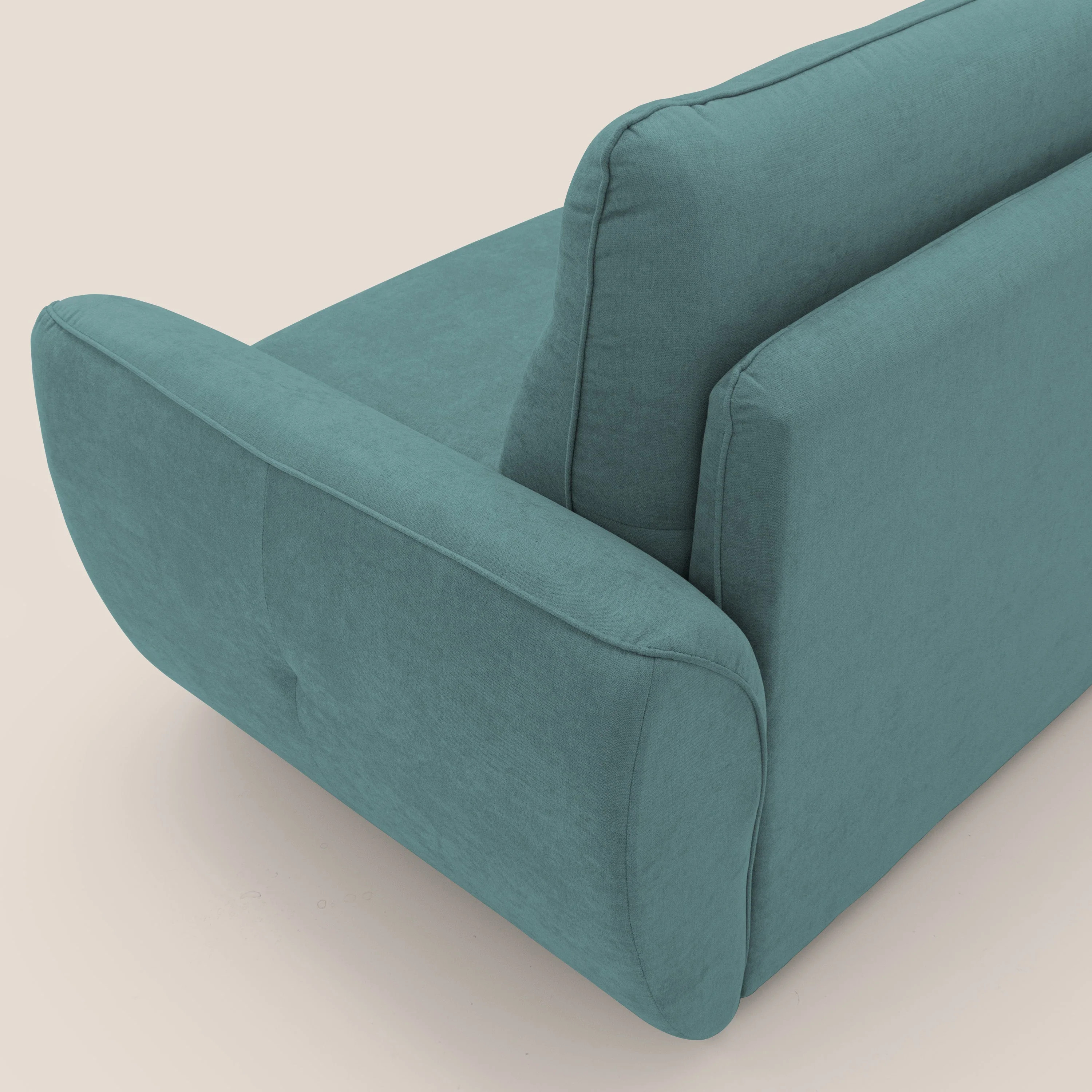 Zeus Canapé convertible scandinave avec dossier haut et matelas H18 cm en tissu imperméable T02 bleu canard - Image 9
