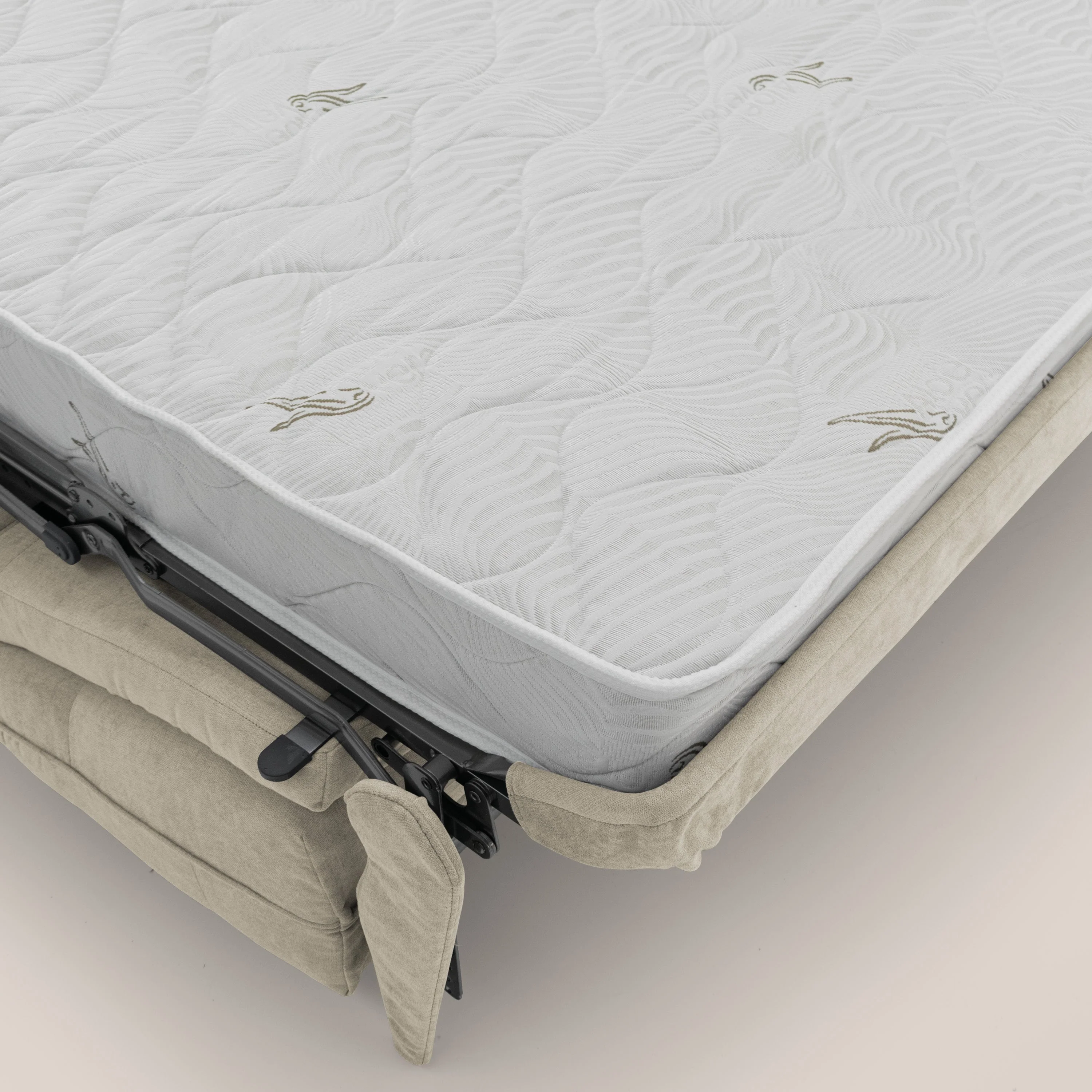 Zeus Canapé convertible scandinave avec dossier haut et matelas H18 cm en tissu imperméable T02 crème - Image 10
