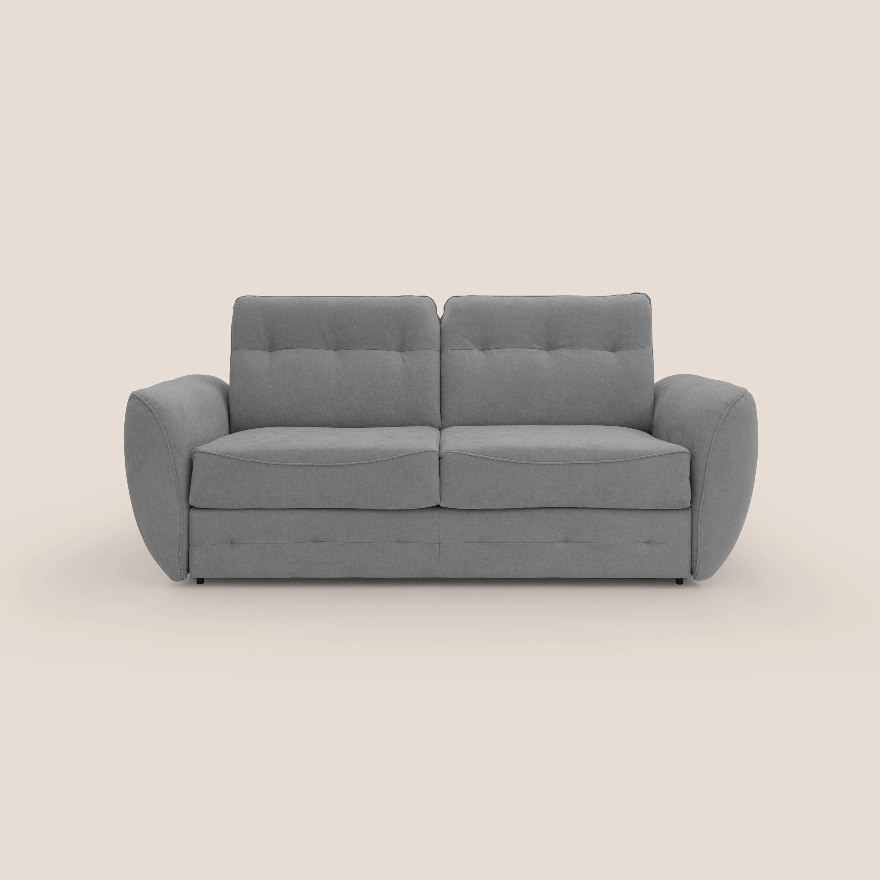 Zeus Canapé convertible scandinave avec dossier haut et matelas H18 cm en tissu imperméable T02 gris