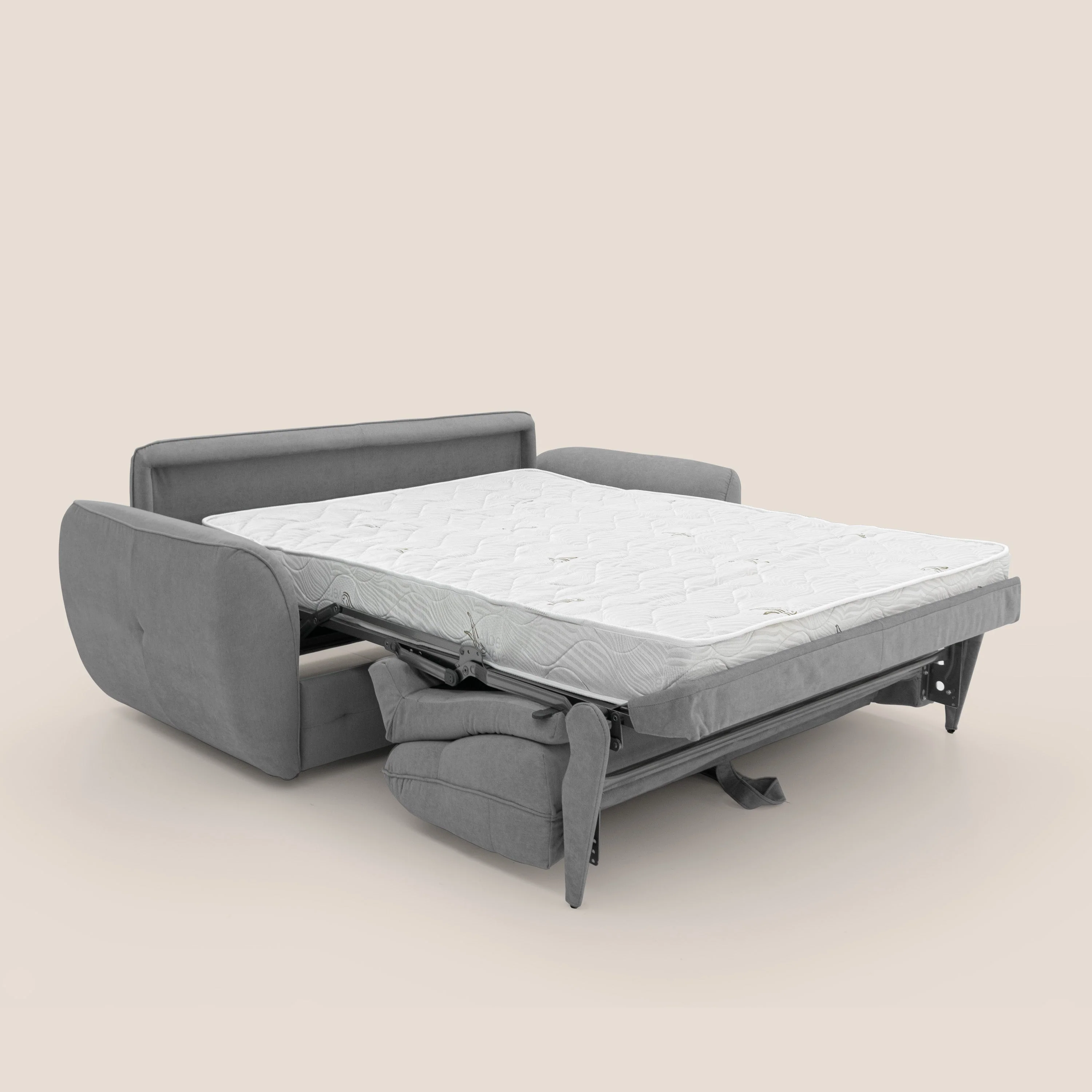 Zeus Canapé convertible scandinave avec dossier haut et matelas H18 cm en tissu imperméable T02 gris - Image 2