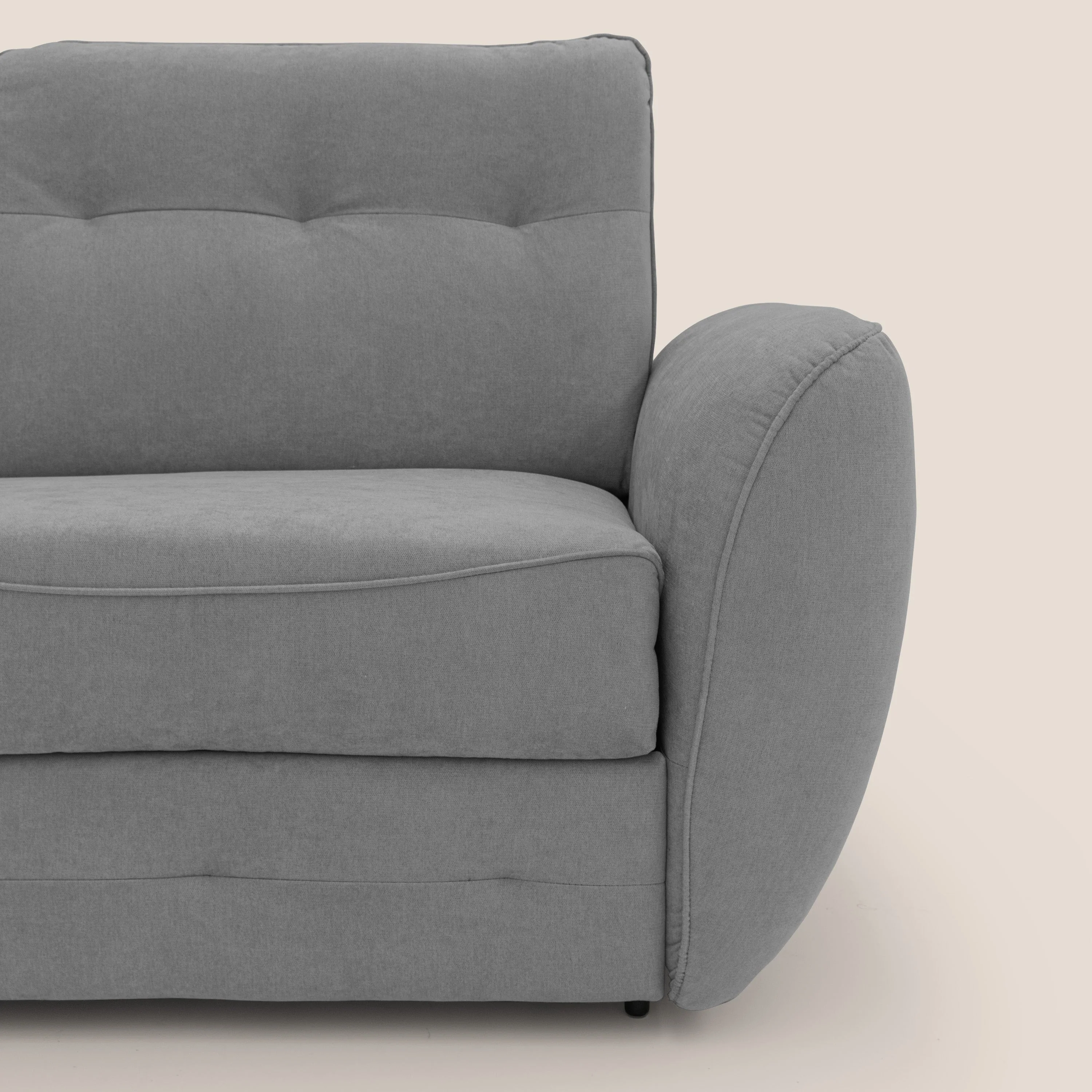Zeus Canapé convertible scandinave avec dossier haut et matelas H18 cm en tissu imperméable T02 gris - Image 5