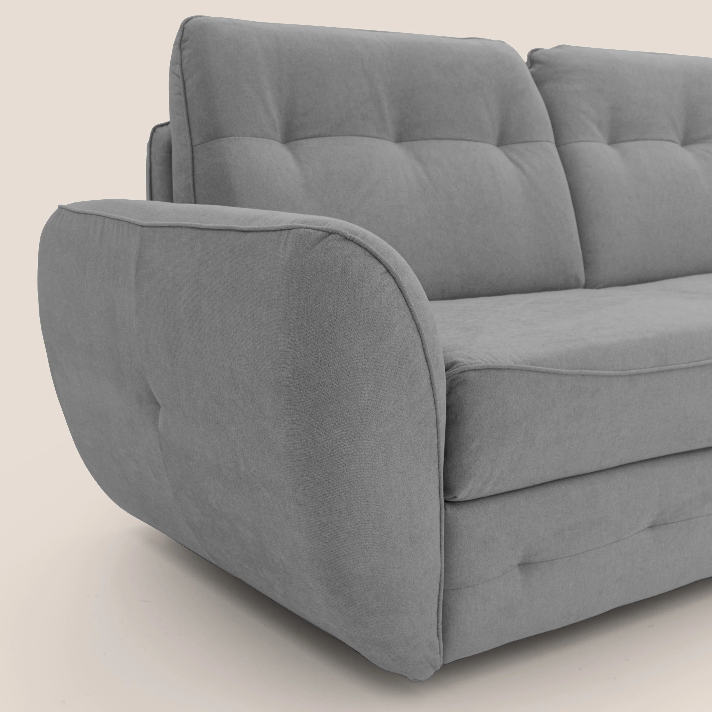 Zeus Canapé convertible scandinave avec dossier haut et matelas H18 cm en tissu imperméable T02 gris - Image 6