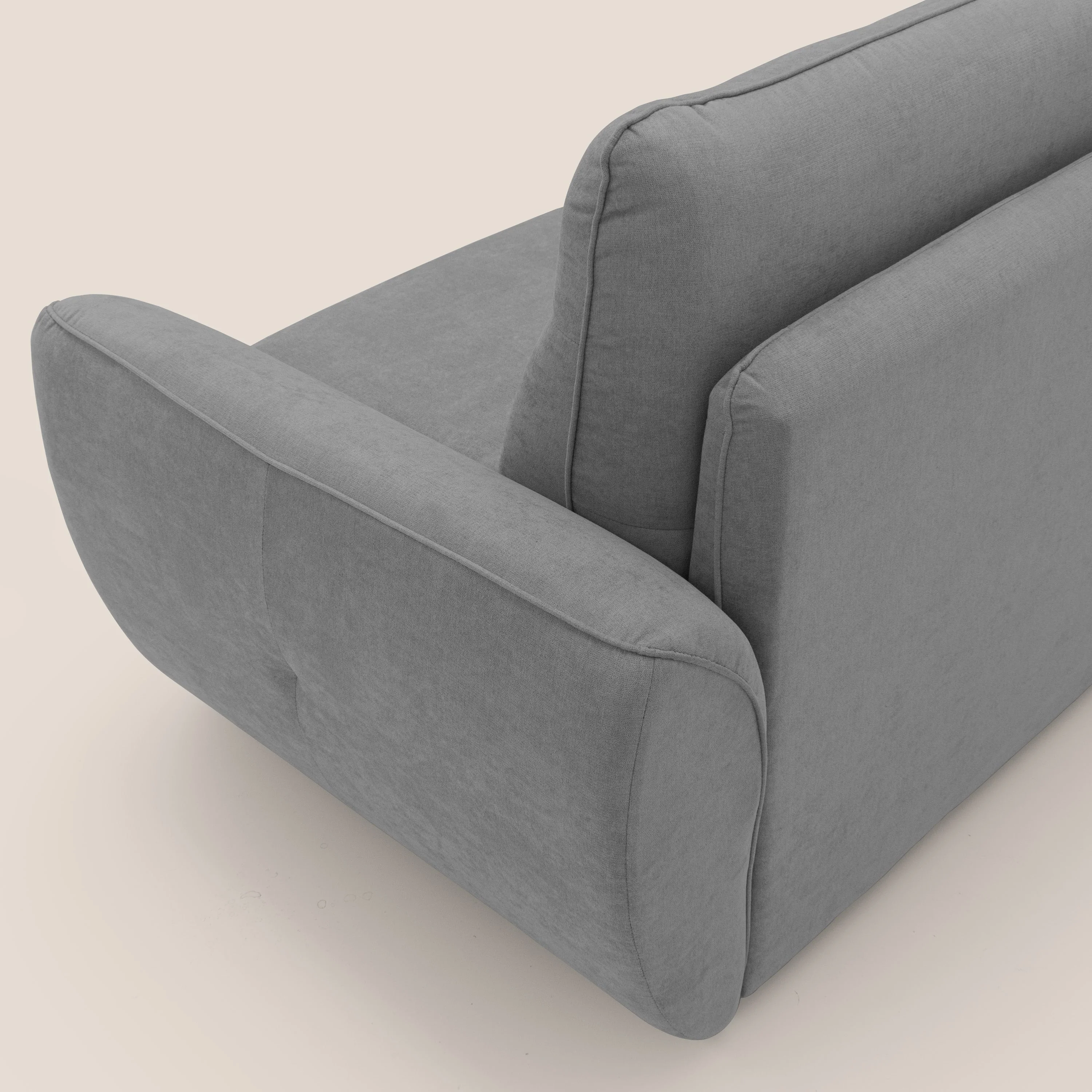 Zeus Canapé convertible scandinave avec dossier haut et matelas H18 cm en tissu imperméable T02 gris - Image 9