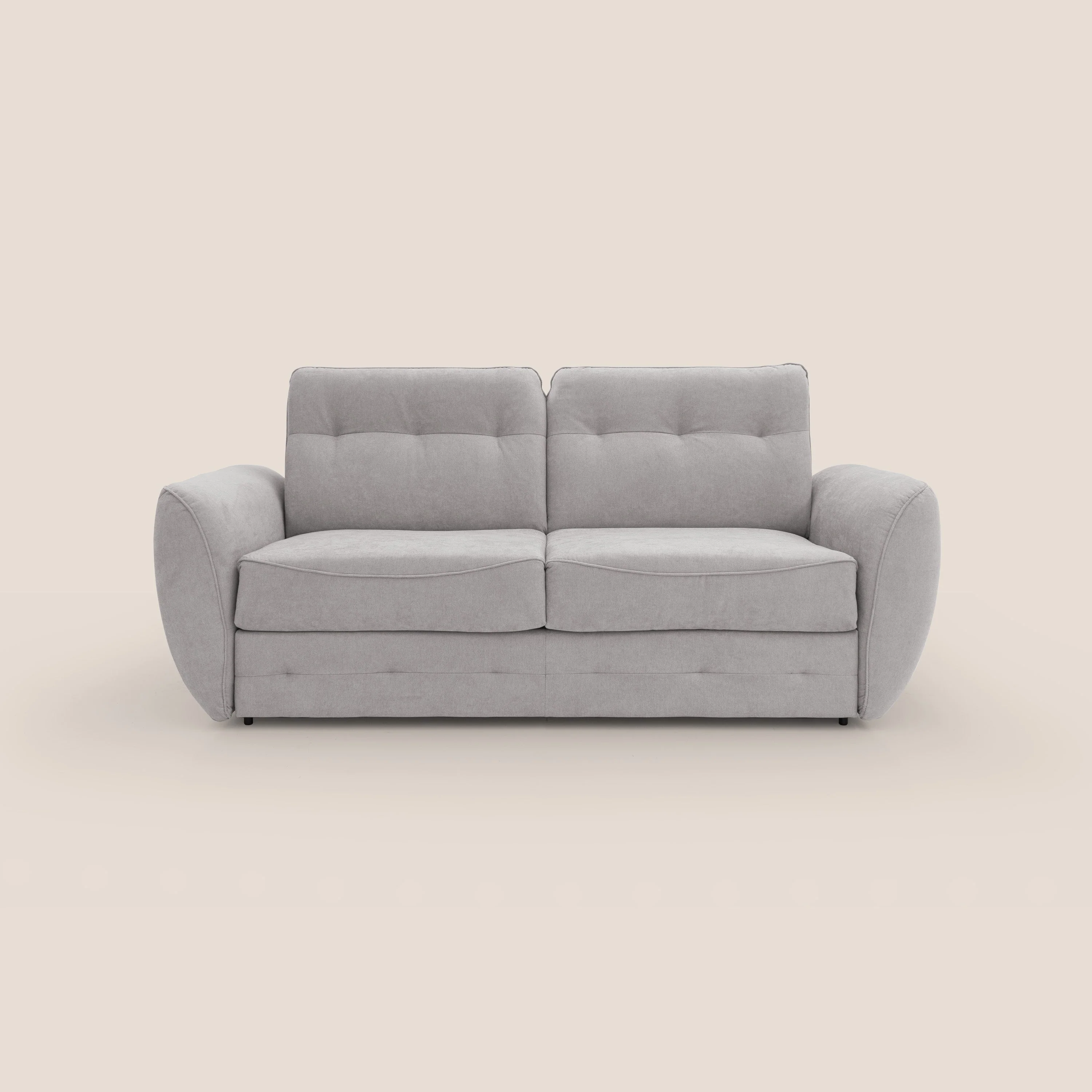 Zeus Canapé convertible scandinave avec dossier haut et matelas H18 cm en tissu imperméable T02 gris clair