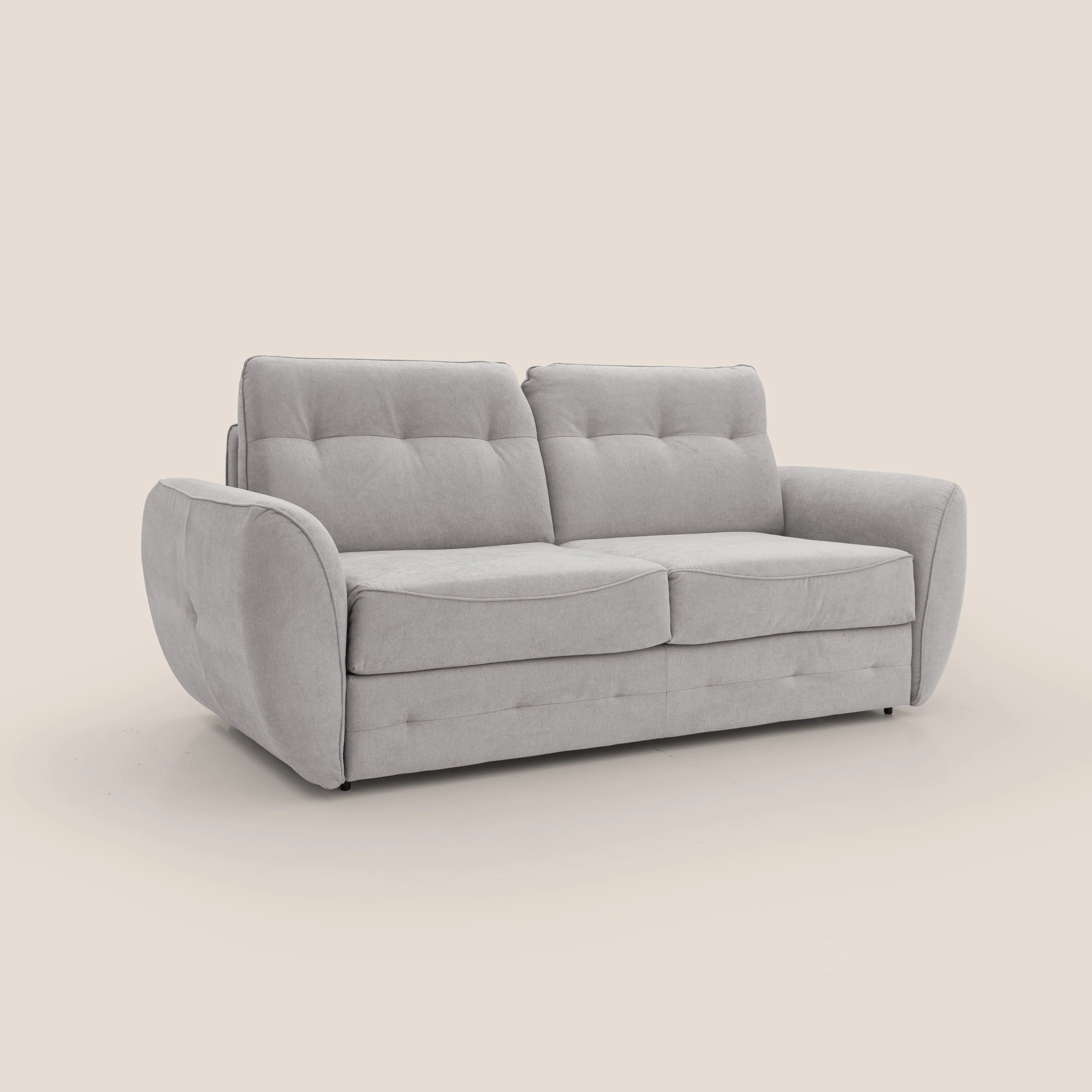 Zeus Canapé convertible scandinave avec dossier haut et matelas H18 cm en tissu imperméable T02 gris clair - Image 4