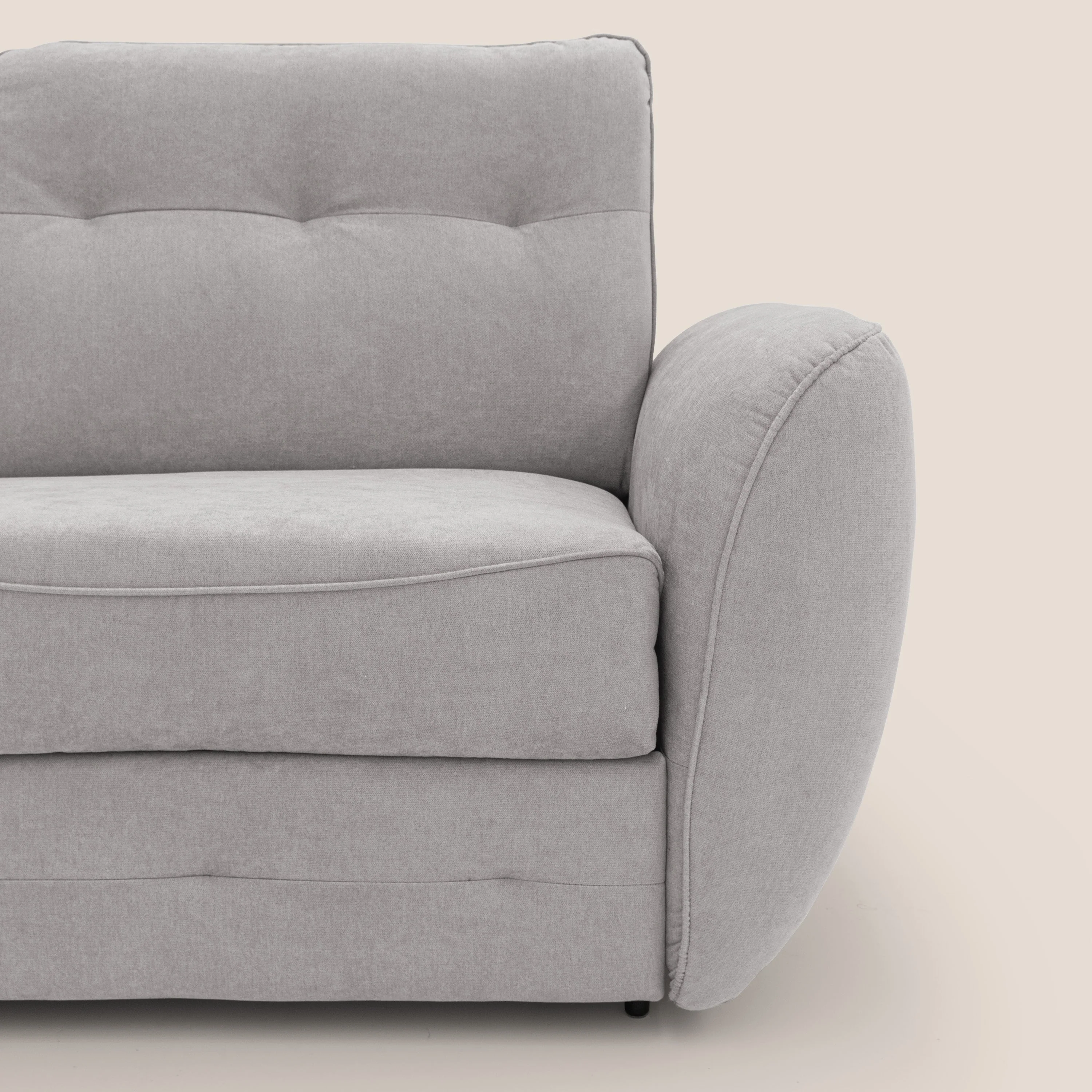 Zeus Canapé convertible scandinave avec dossier haut et matelas H18 cm en tissu imperméable T02 gris clair - Image 5