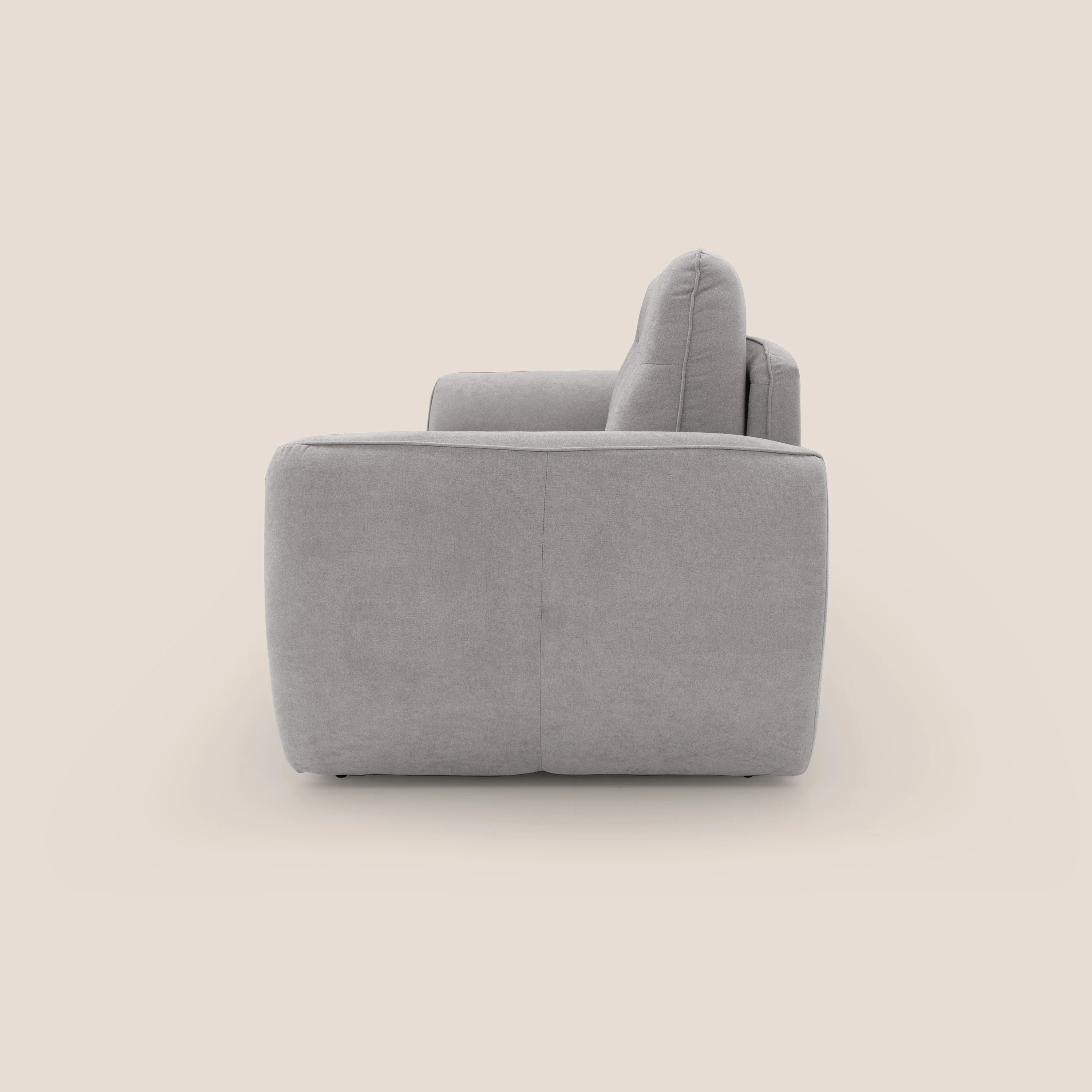 Zeus Canapé convertible scandinave avec dossier haut et matelas H18 cm en tissu imperméable T02 gris clair - Image 7