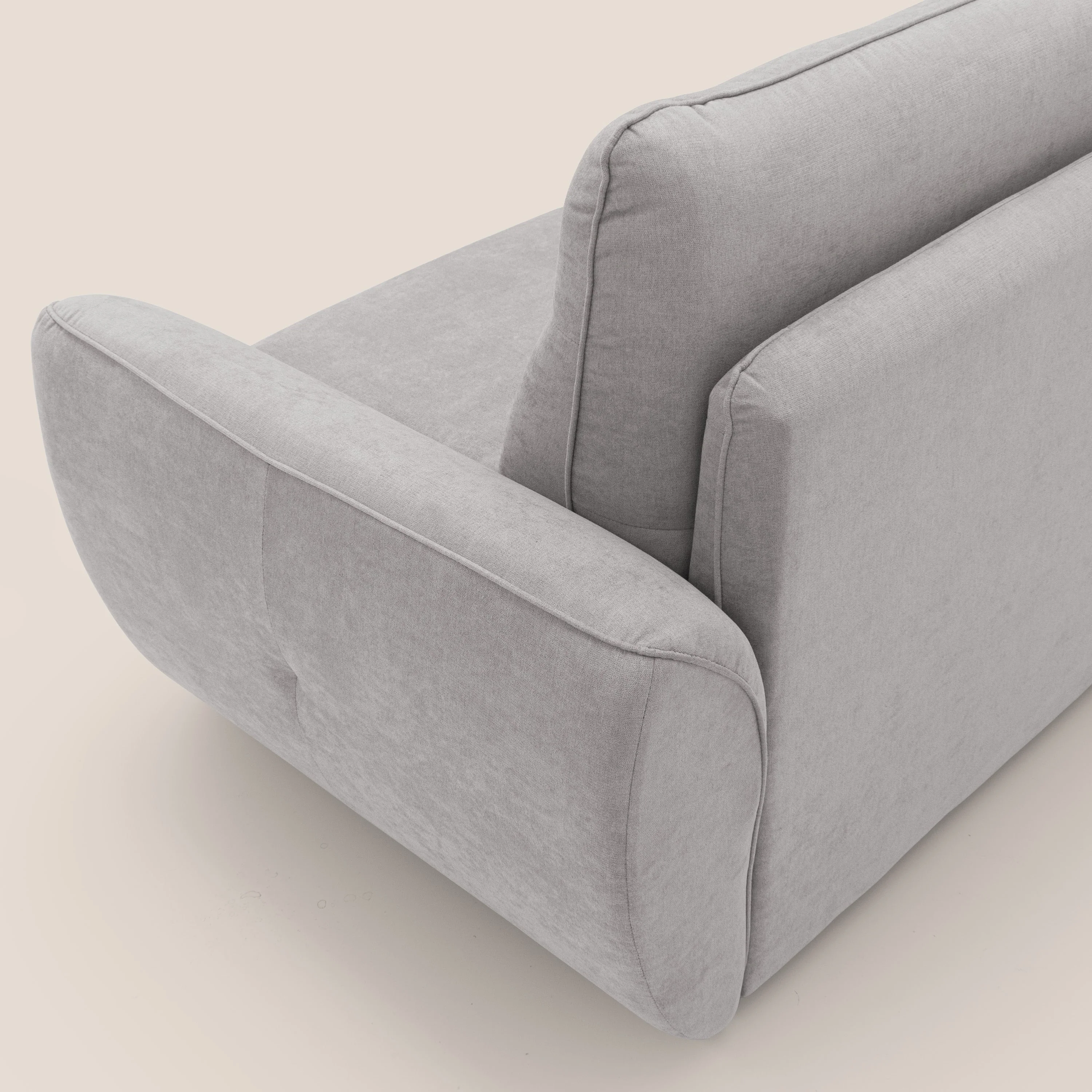 Zeus Canapé convertible scandinave avec dossier haut et matelas H18 cm en tissu imperméable T02 gris clair - Image 9