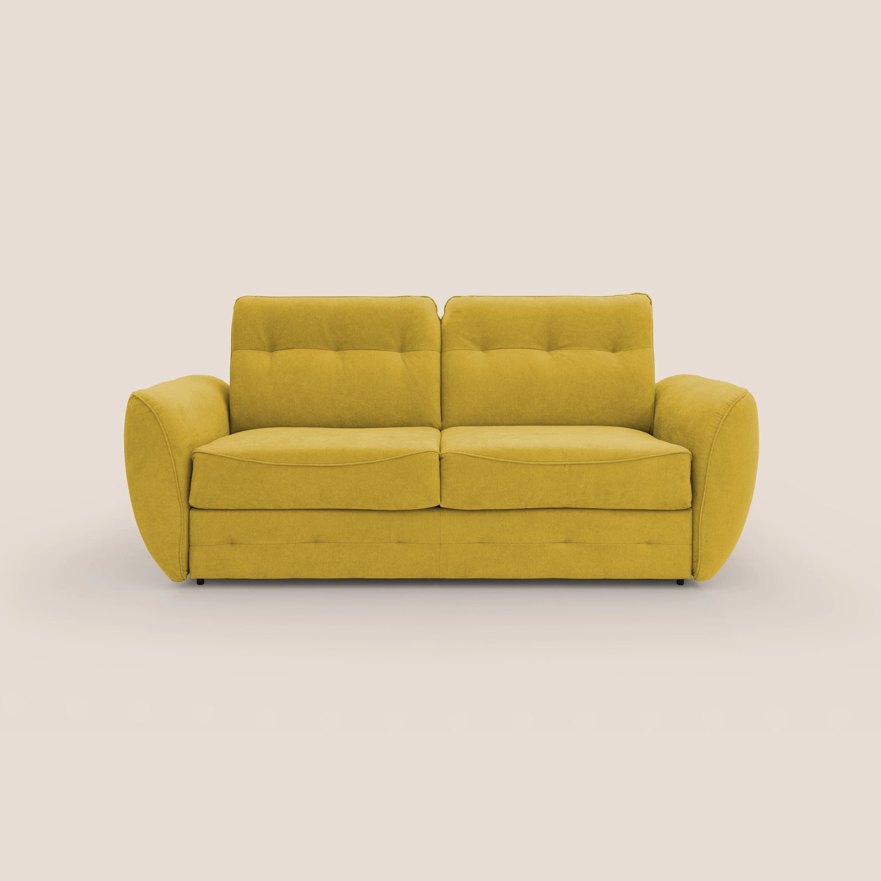 Zeus Canapé convertible scandinave avec dossier haut et matelas H18 cm en tissu imperméable T02 jaune
