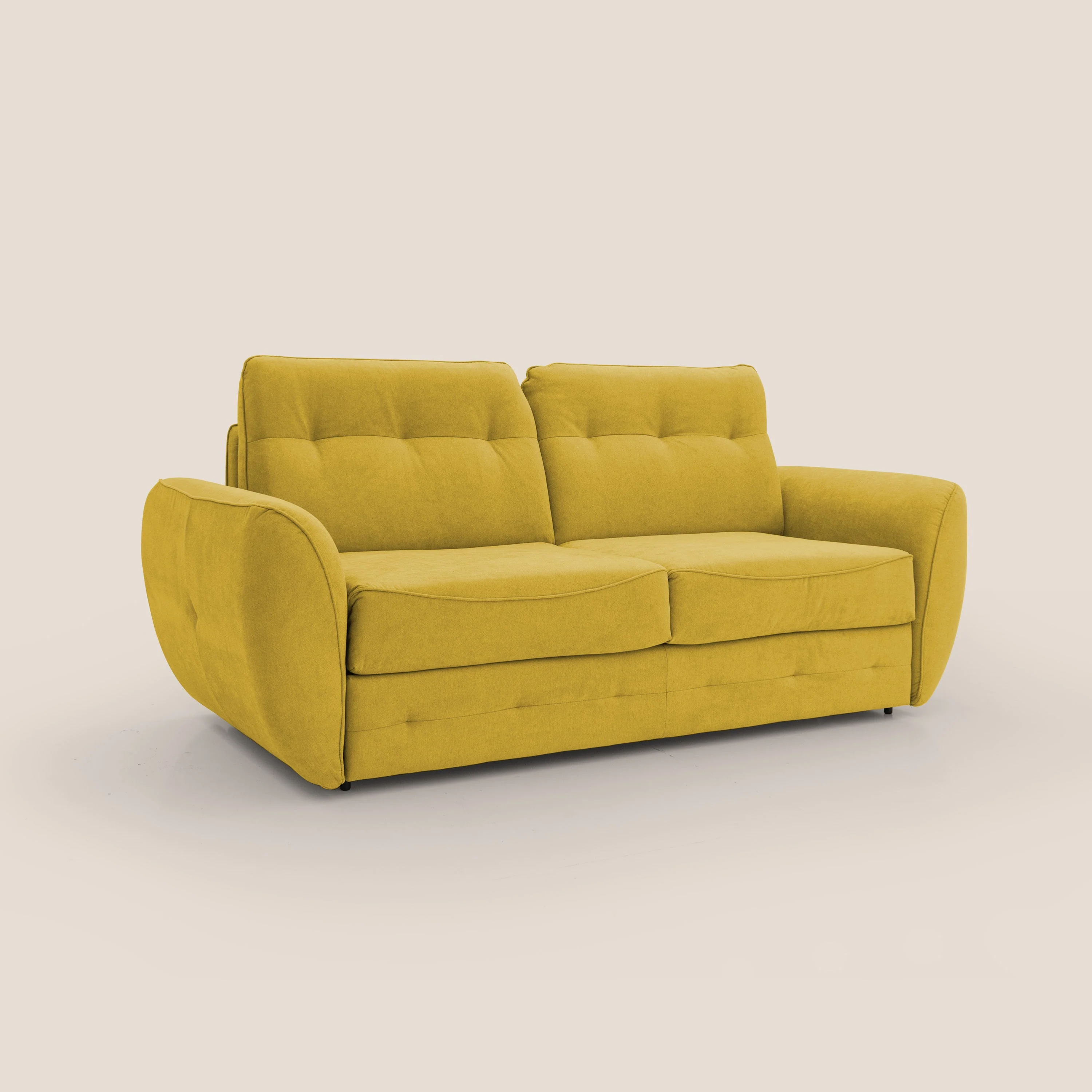 Zeus Canapé convertible scandinave avec dossier haut et matelas H18 cm en tissu imperméable T02 jaune - Image 4