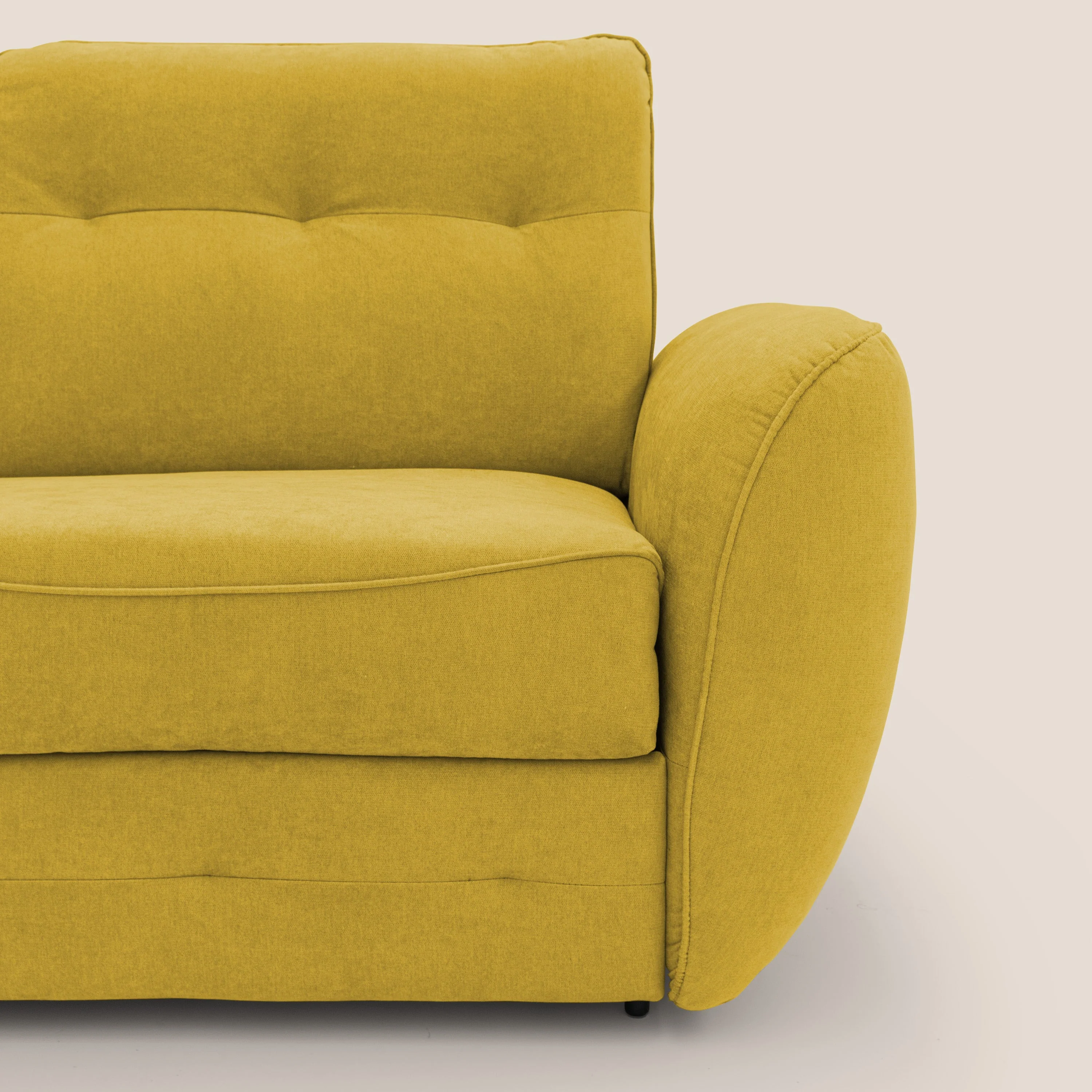 Zeus Canapé convertible scandinave avec dossier haut et matelas H18 cm en tissu imperméable T02 jaune - Image 5
