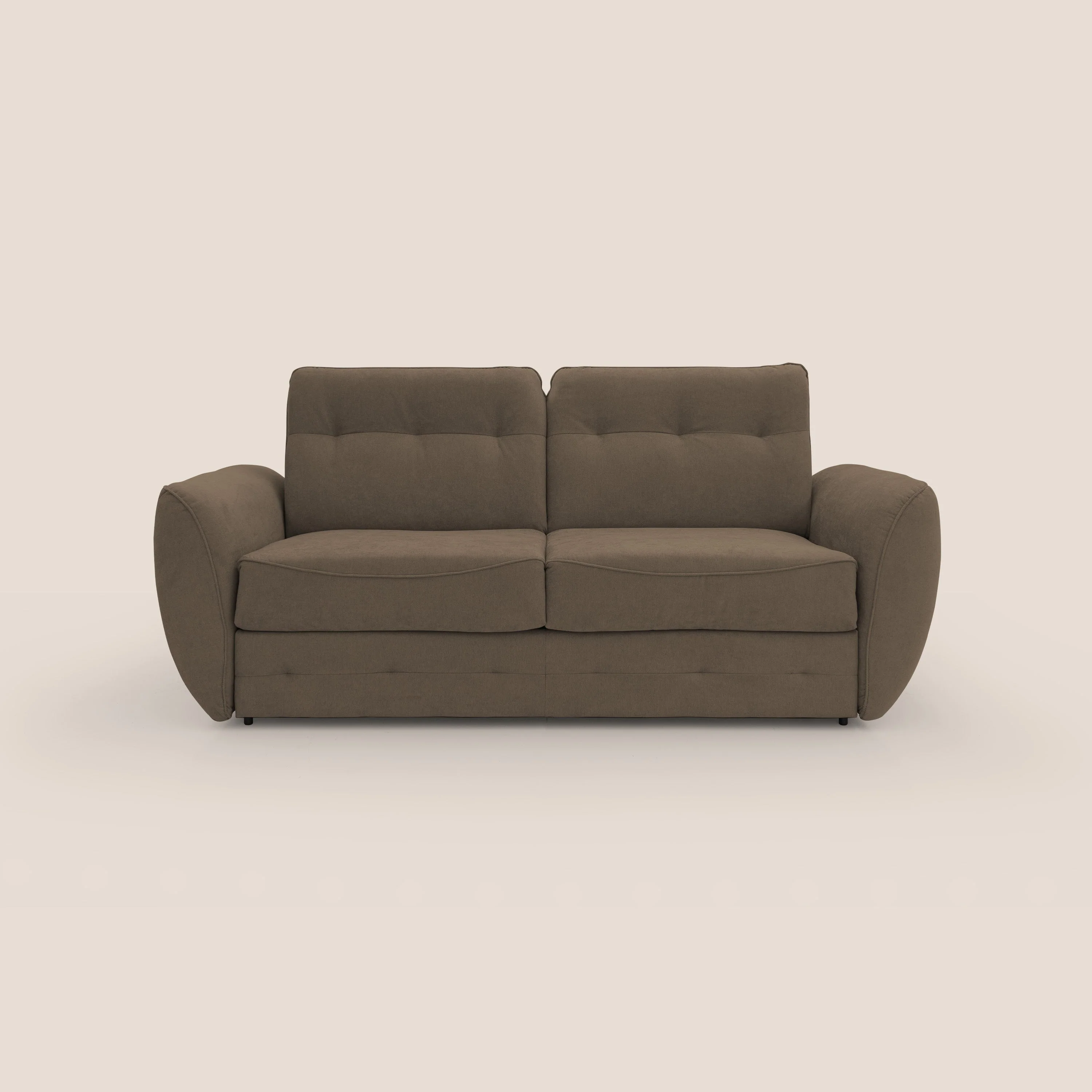 Zeus Canapé convertible scandinave avec dossier haut et matelas H18 cm en tissu imperméable T02 marron
