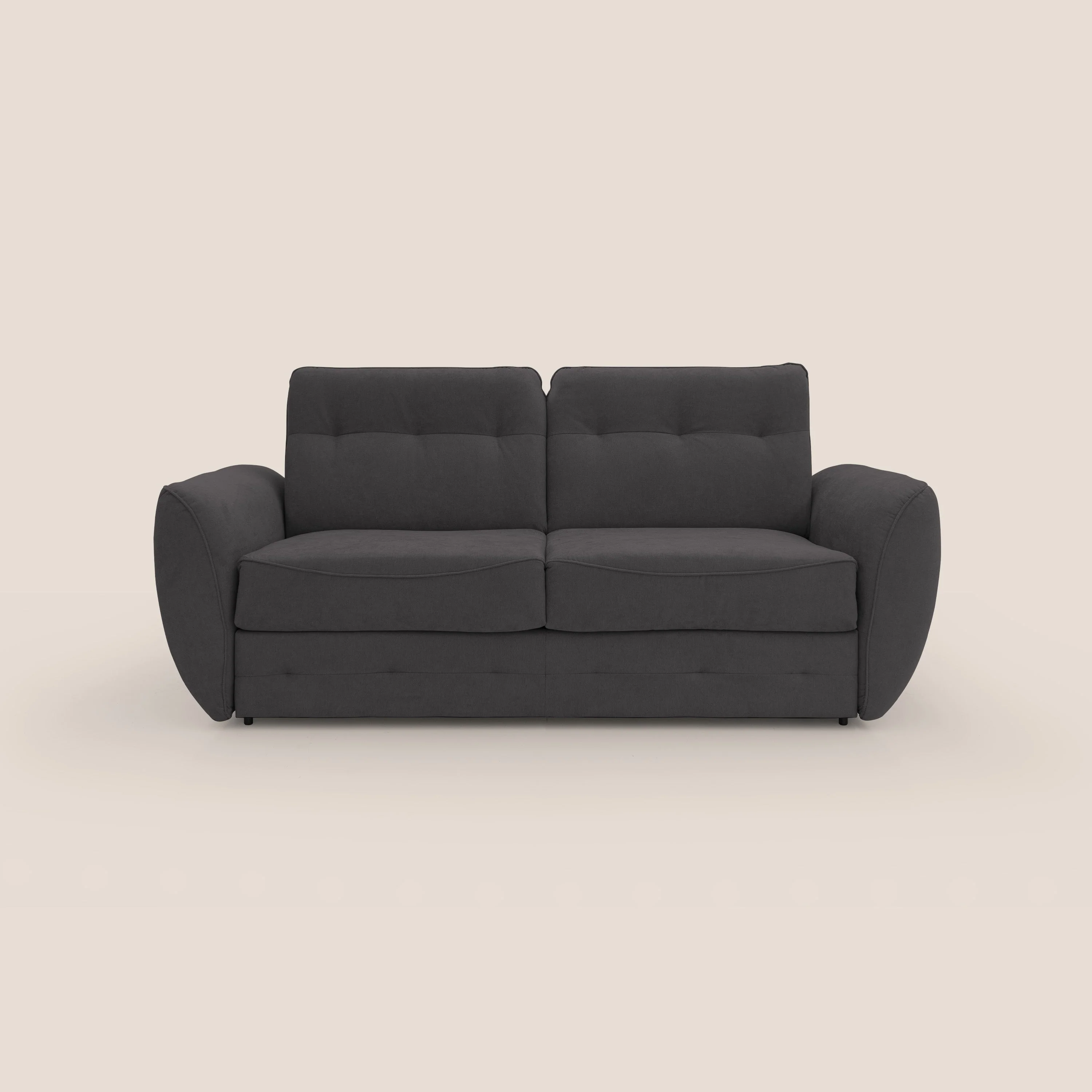 Zeus Canapé convertible scandinave avec dossier haut et matelas H18 cm en tissu imperméable T02 noir