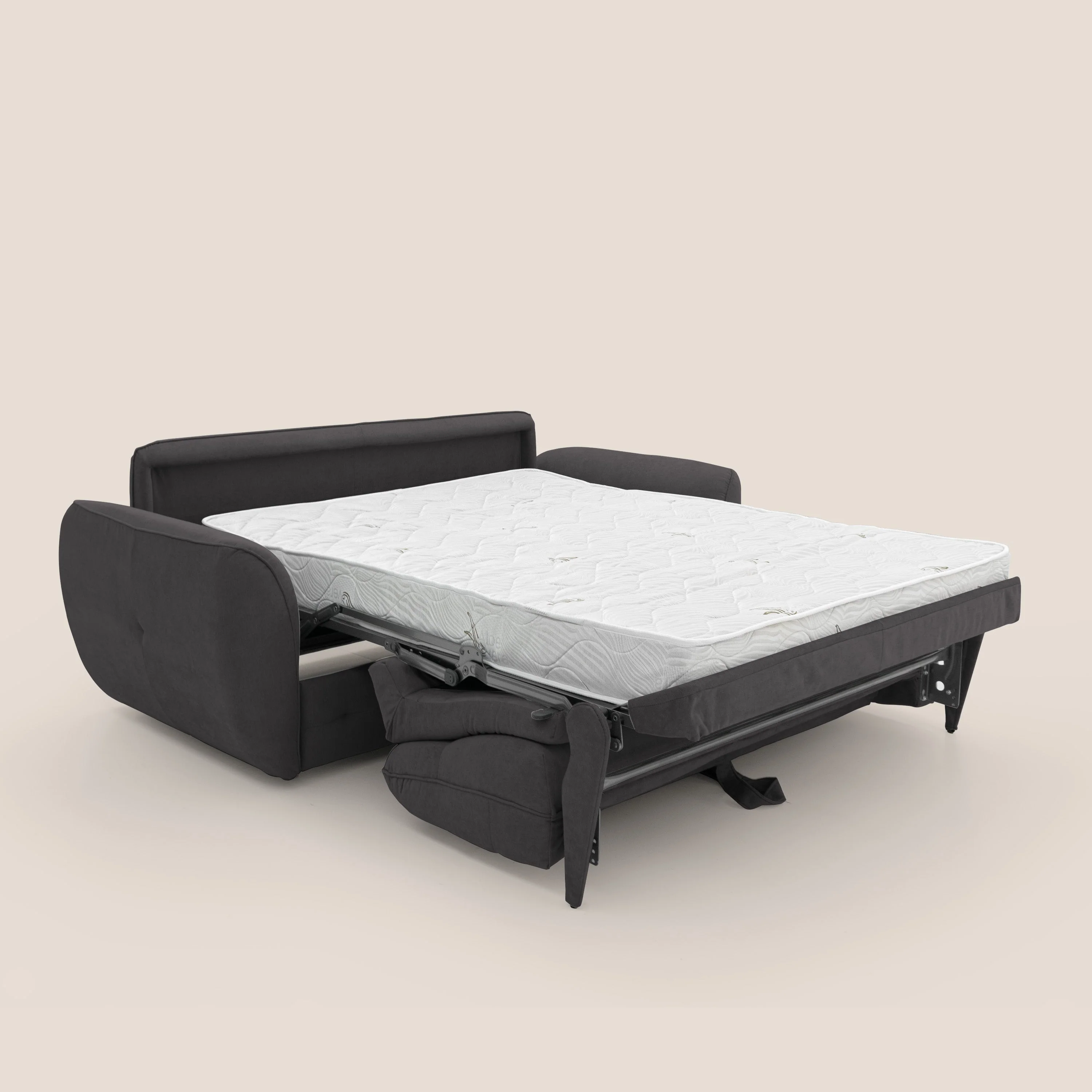 Zeus Canapé convertible scandinave avec dossier haut et matelas H18 cm en tissu imperméable T02 noir - Image 2