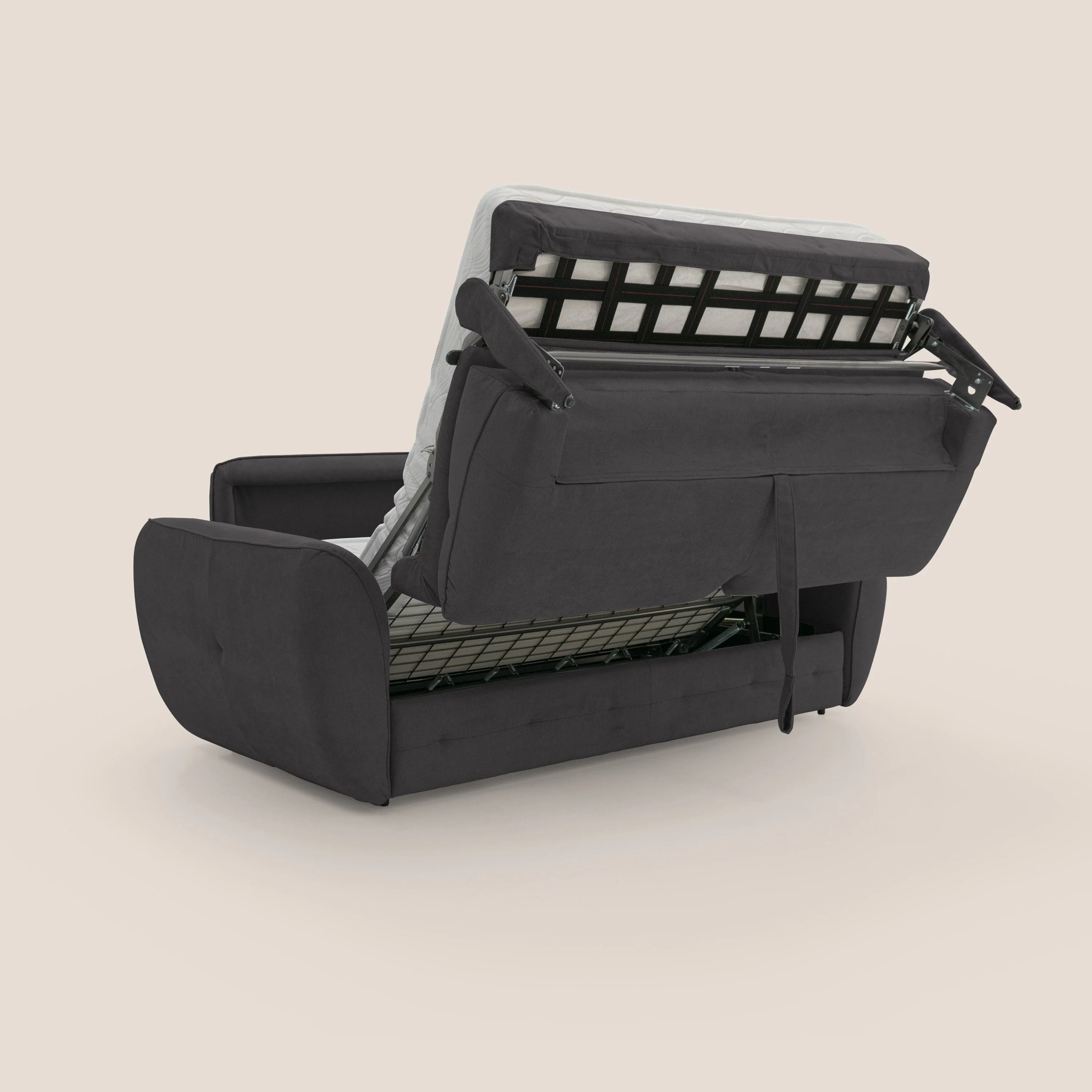 Zeus Canapé convertible scandinave avec dossier haut et matelas H18 cm en tissu imperméable T02 noir - Image 3