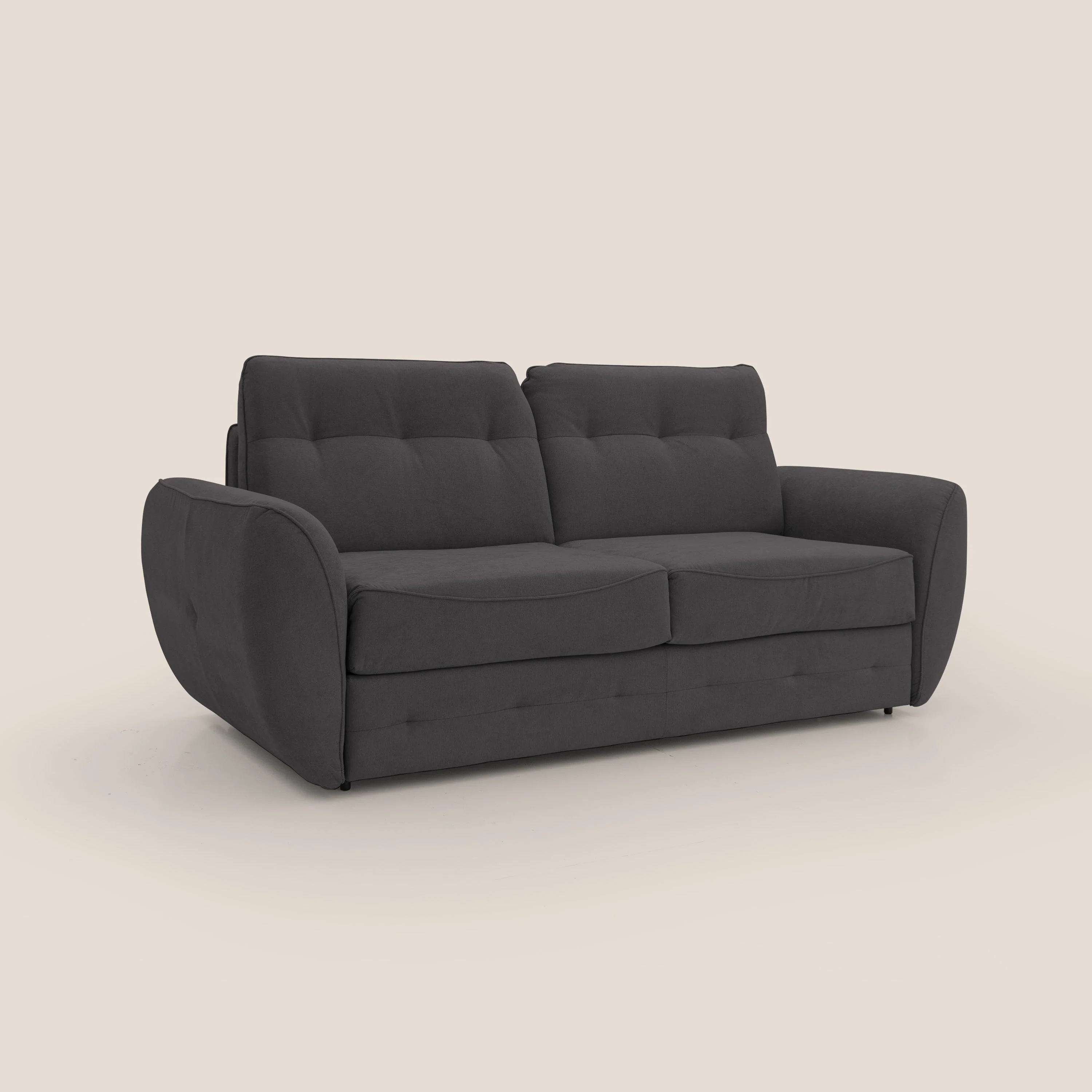 Zeus Canapé convertible scandinave avec dossier haut et matelas H18 cm en tissu imperméable T02 noir - Image 4