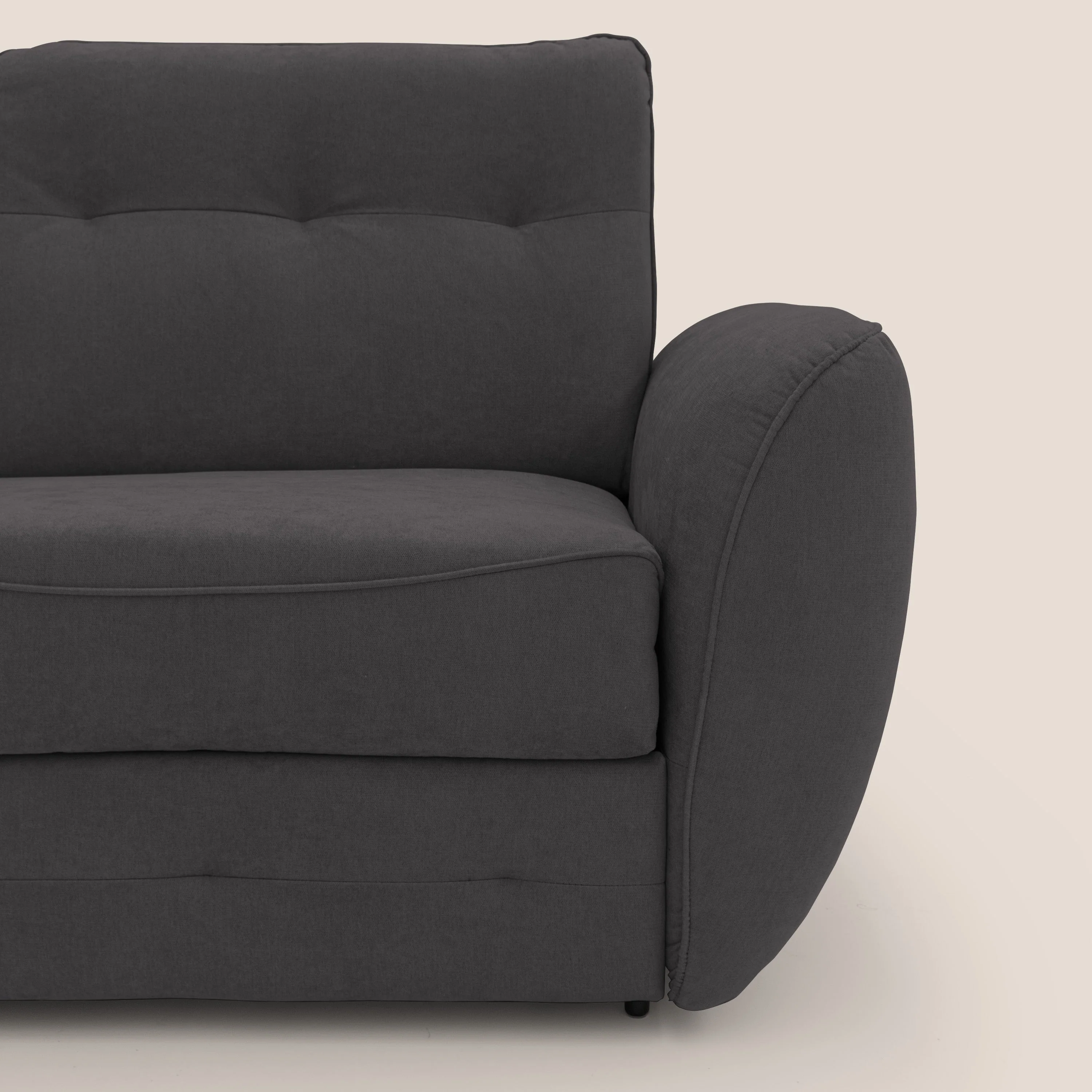 Zeus Canapé convertible scandinave avec dossier haut et matelas H18 cm en tissu imperméable T02 noir - Image 5