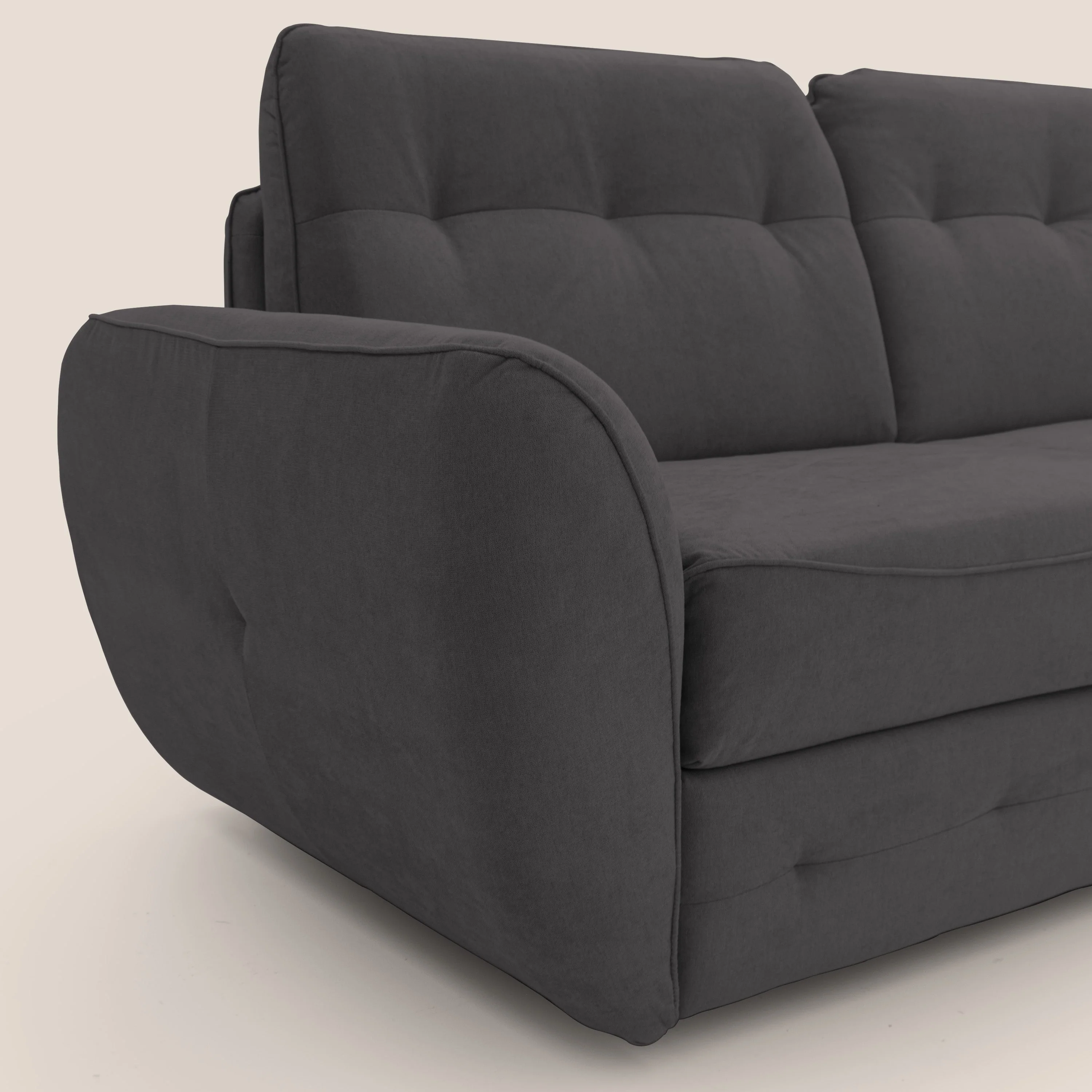 Zeus Canapé convertible scandinave avec dossier haut et matelas H18 cm en tissu imperméable T02 noir - Image 6