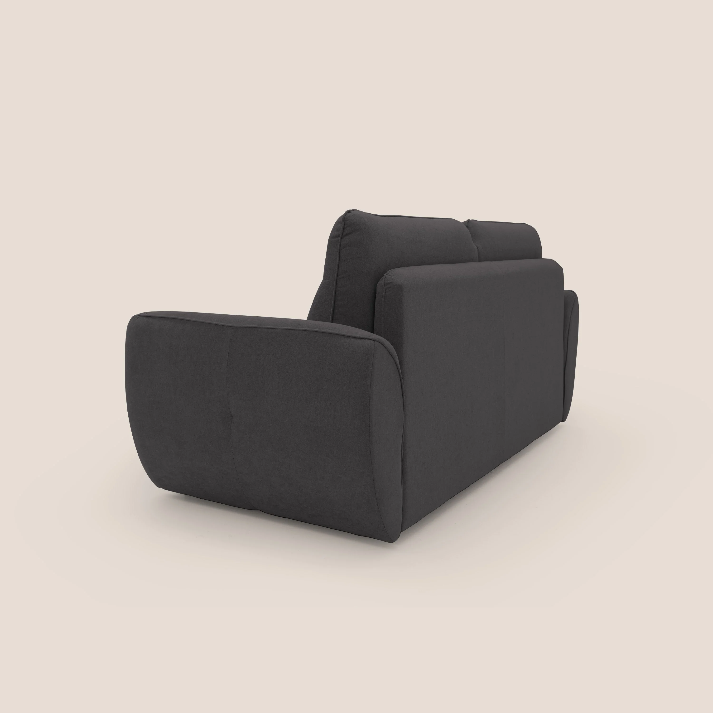Zeus Canapé convertible scandinave avec dossier haut et matelas H18 cm en tissu imperméable T02 noir - Image 8