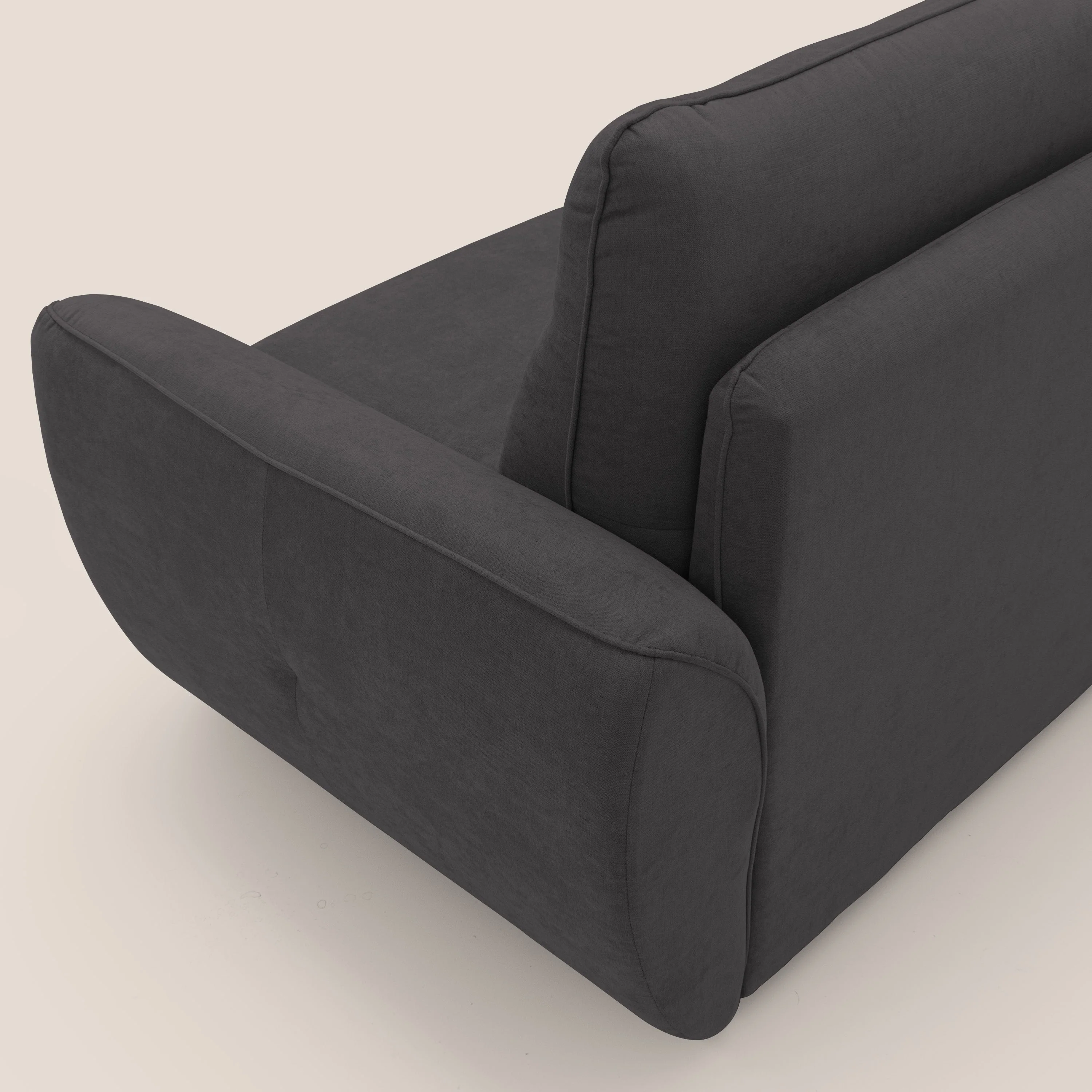 Zeus Canapé convertible scandinave avec dossier haut et matelas H18 cm en tissu imperméable T02 noir - Image 9