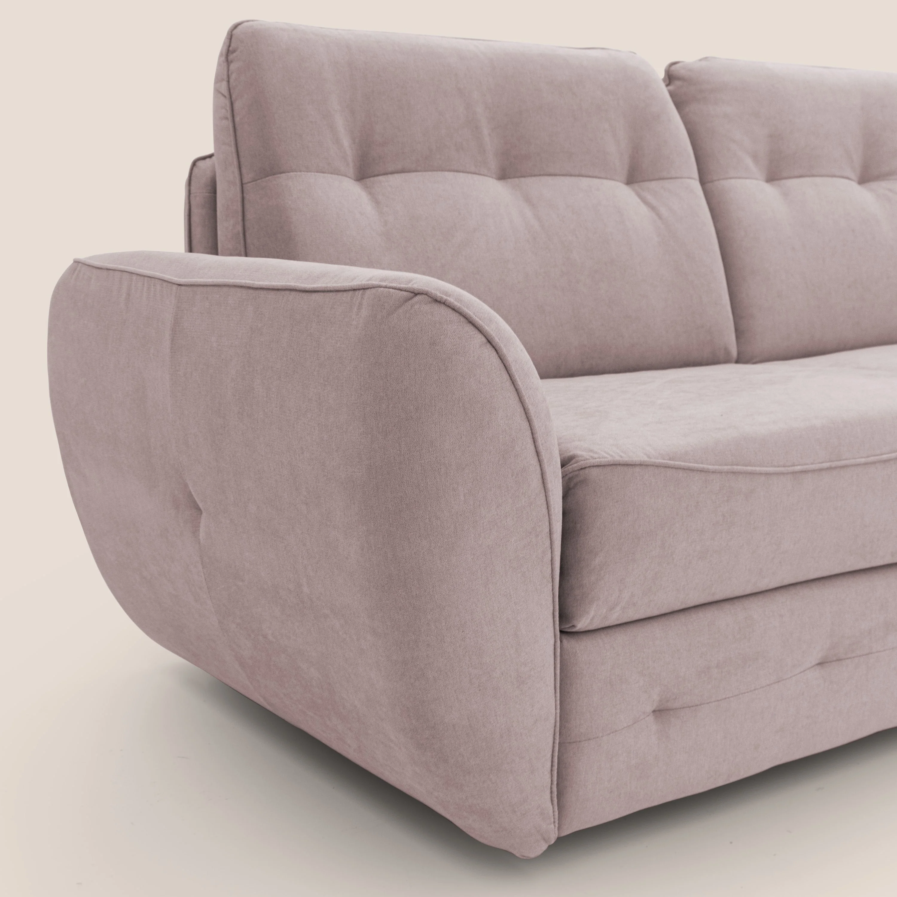 Zeus Canapé convertible scandinave avec dossier haut et matelas H18 cm en tissu imperméable T02 rose - Image 6