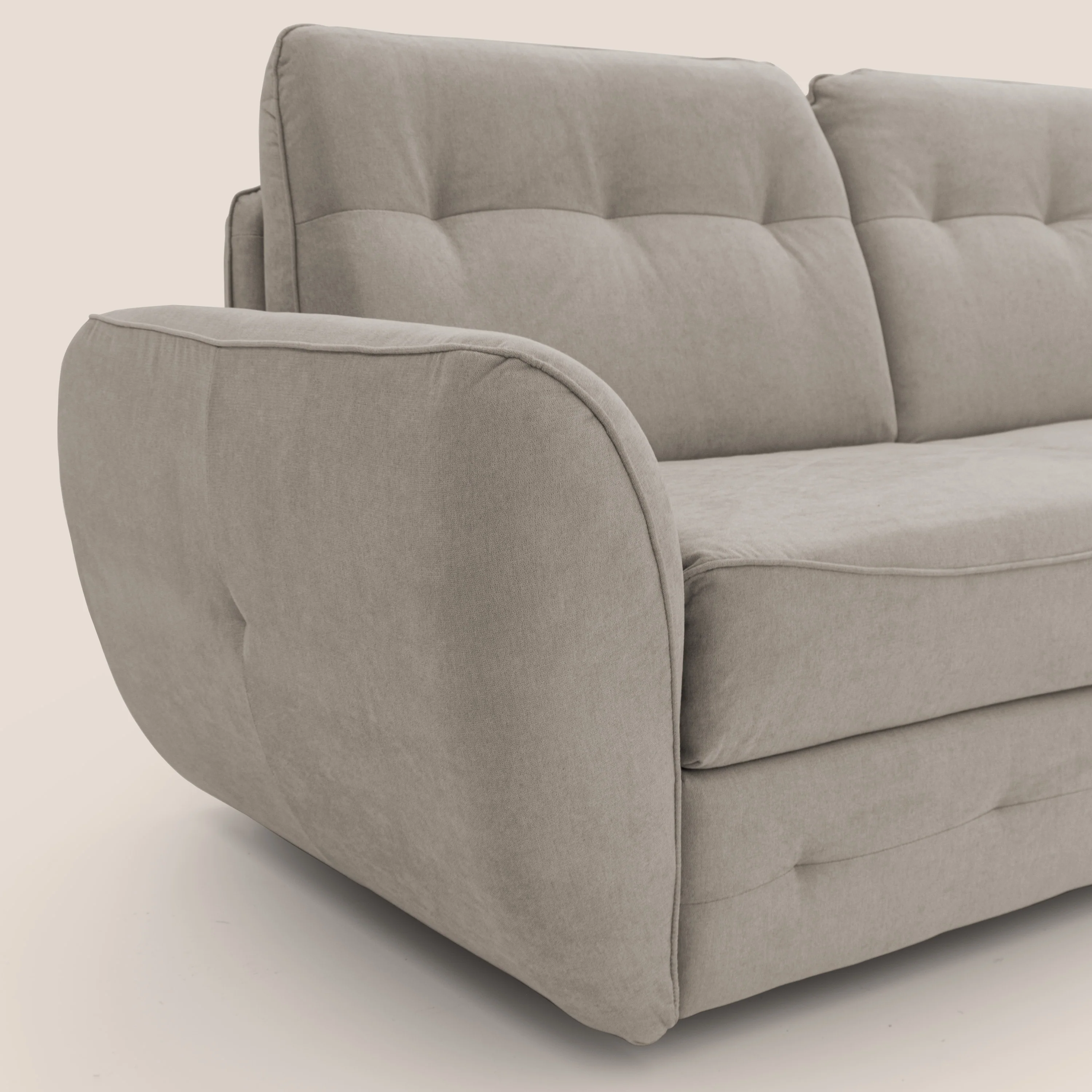 Zeus Canapé d'angle convertible avec matelas H18 cm pouf mobile en tissu imperméable T02 beige - Image 6