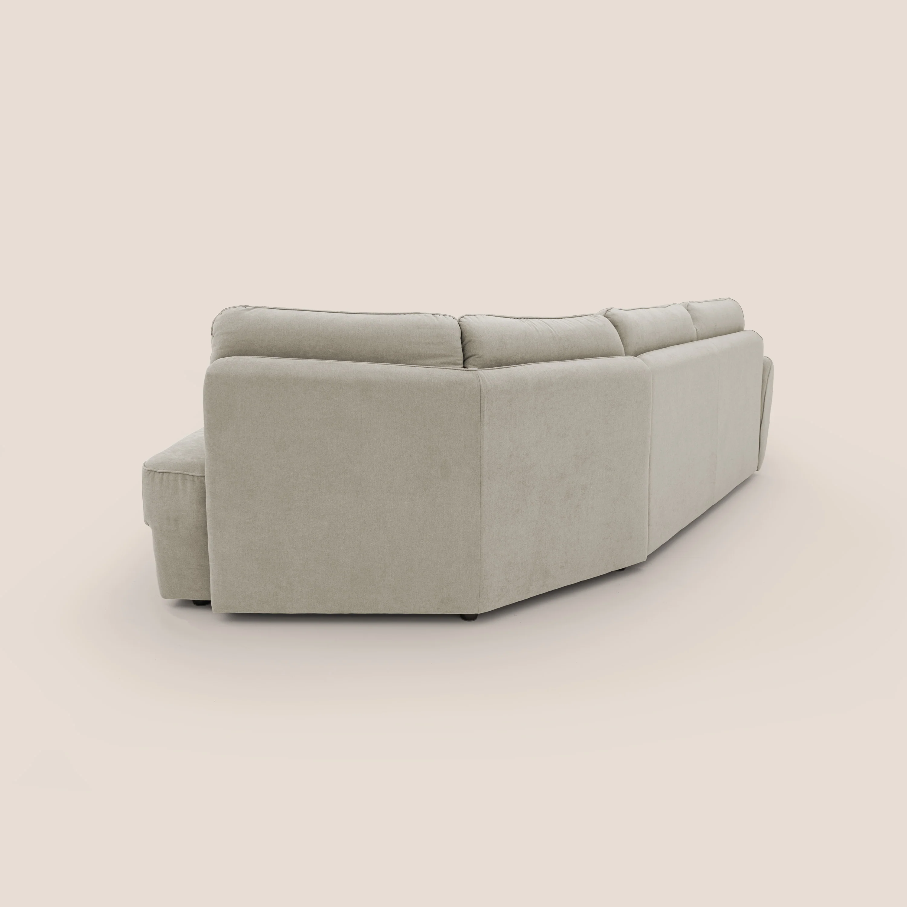 Zeus Canapé d'angle convertible avec matelas H18 cm pouf mobile en tissu imperméable T02 crÚme - Image 14