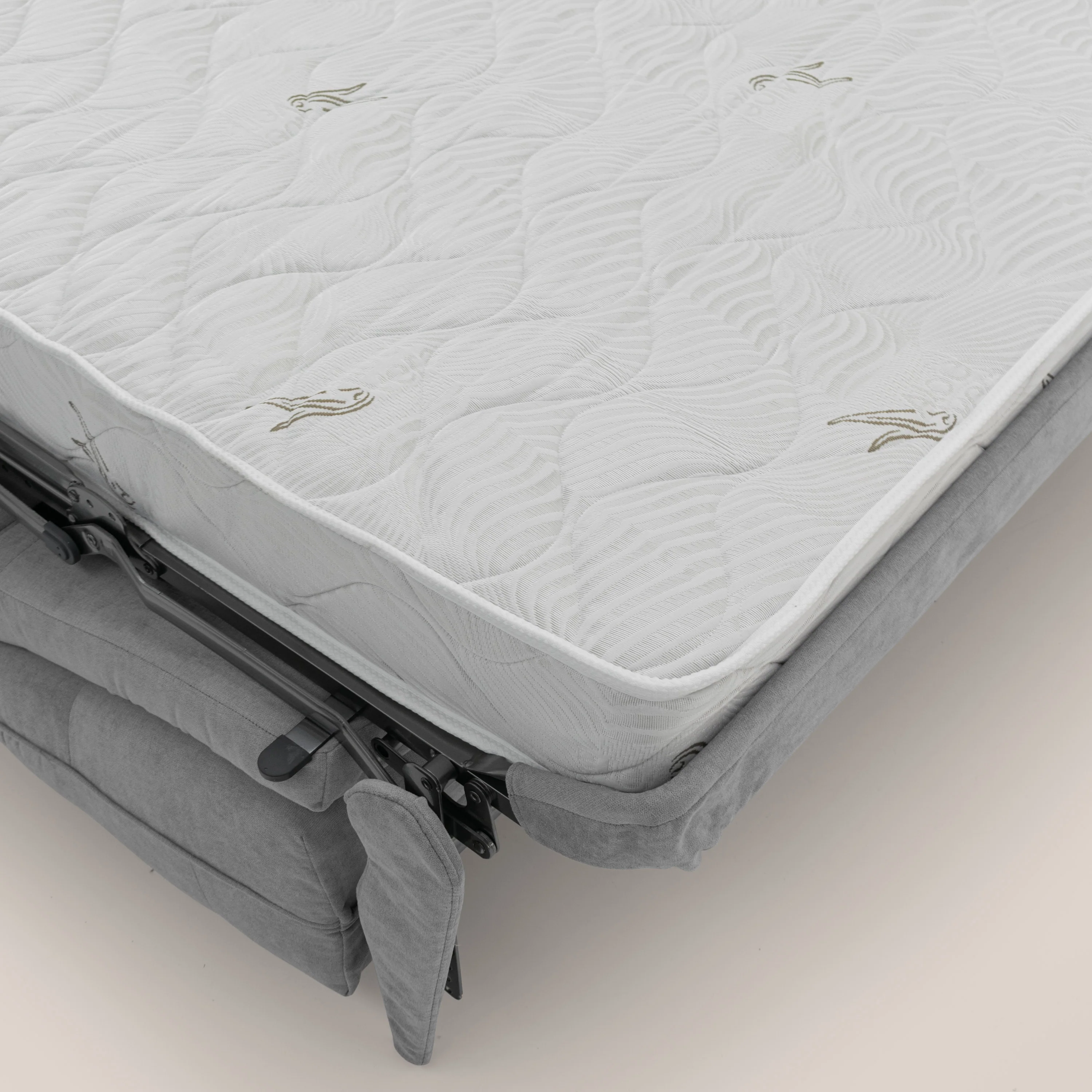 Zeus Canapé d'angle convertible avec matelas H18 cm pouf mobile en tissu imperméable T02 gris - Image 10