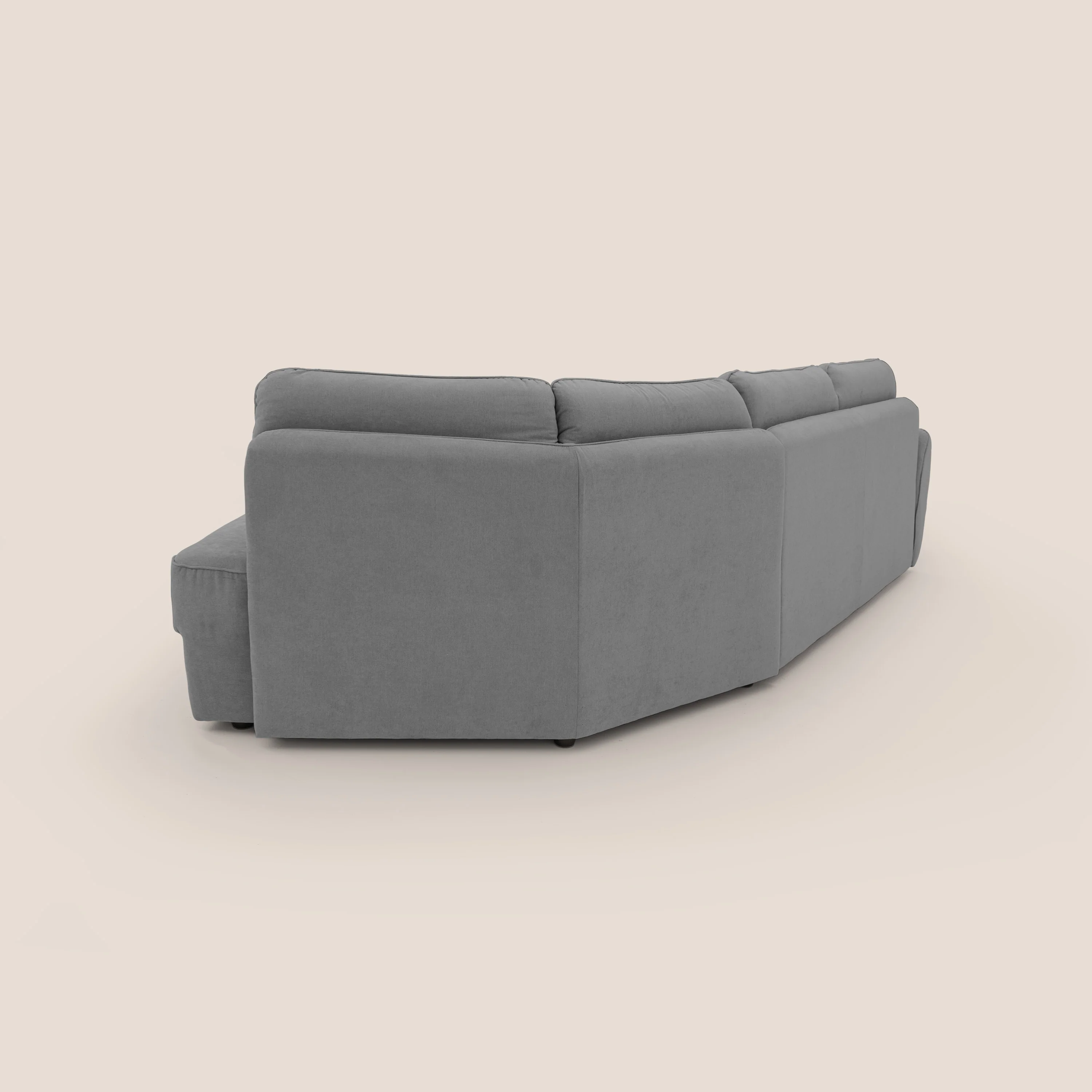 Zeus Canapé d'angle convertible avec matelas H18 cm pouf mobile en tissu imperméable T02 gris - Image 14