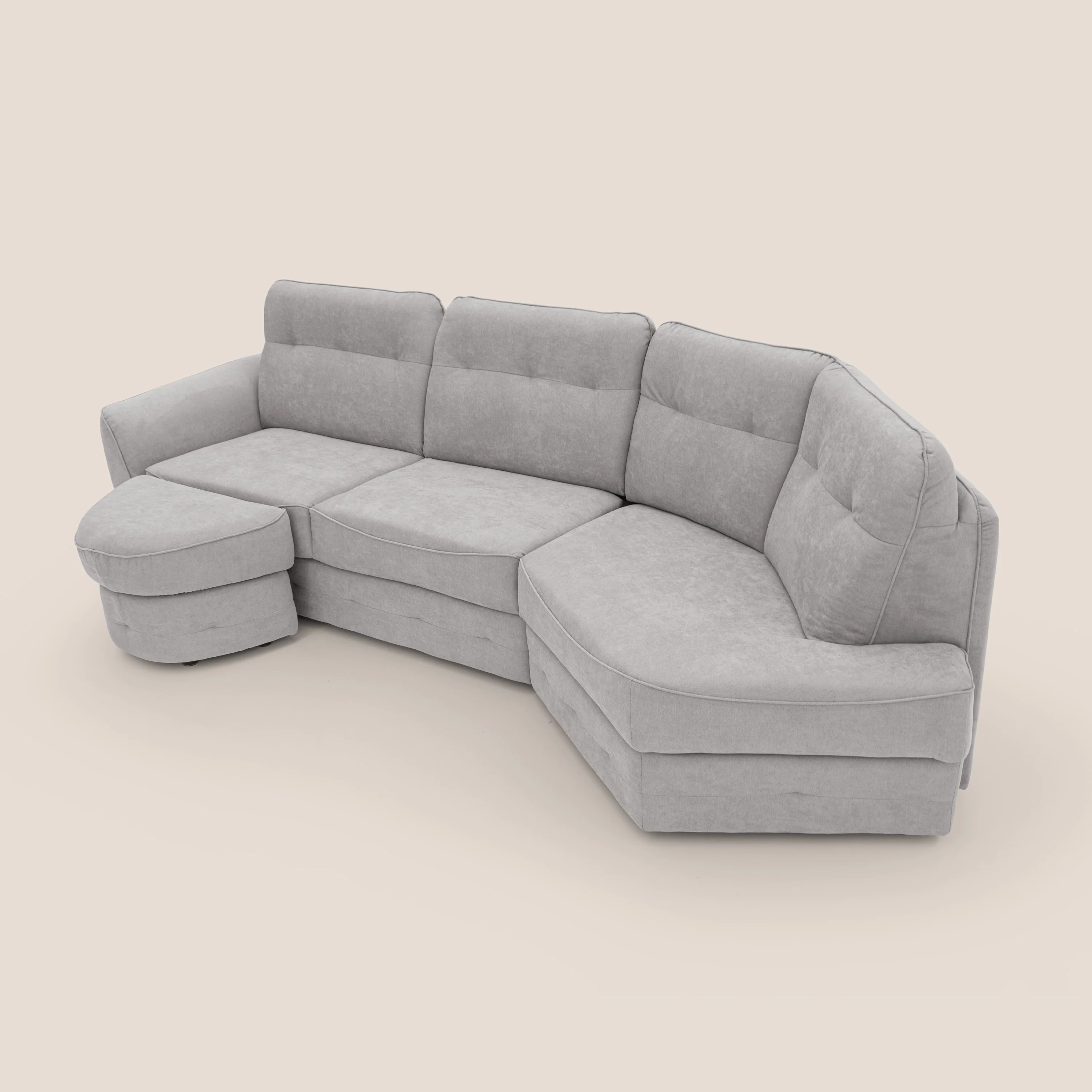 Zeus Canapé d'angle convertible DROIT (mat. 160x197) avec matelas H18 cm pouf mobile en tissu imperméable T02 GRIS CLAIR - Image 7