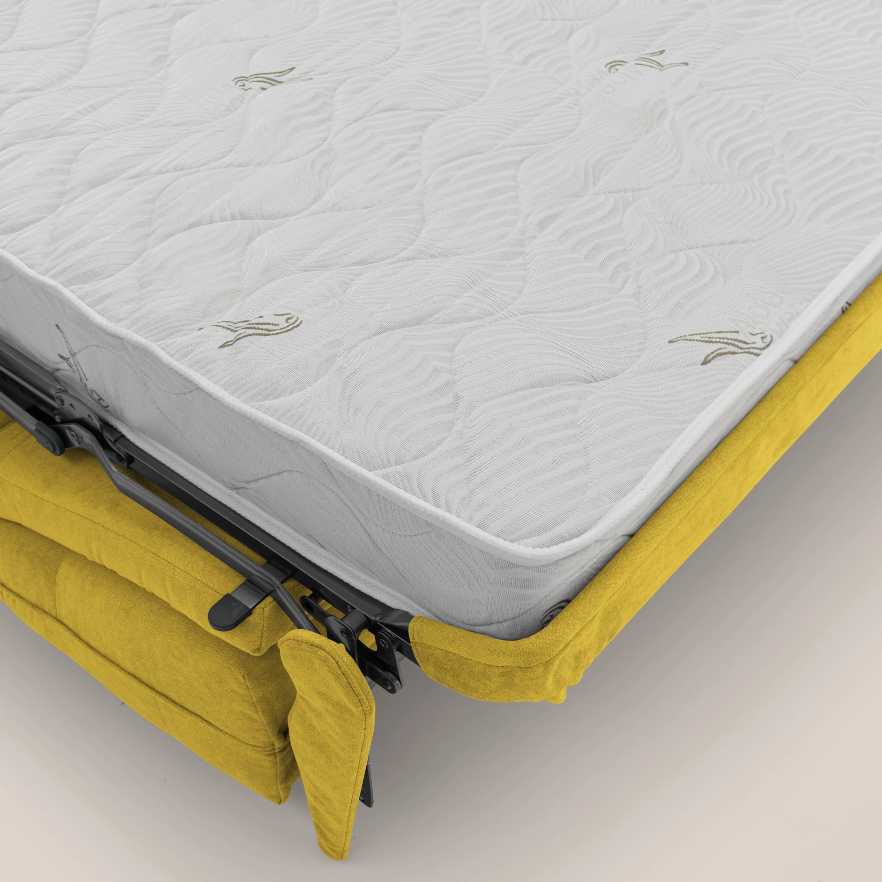 Zeus Canapé d'angle convertible avec matelas H18 cm pouf mobile en tissu imperméable T02 jaune - Image 10