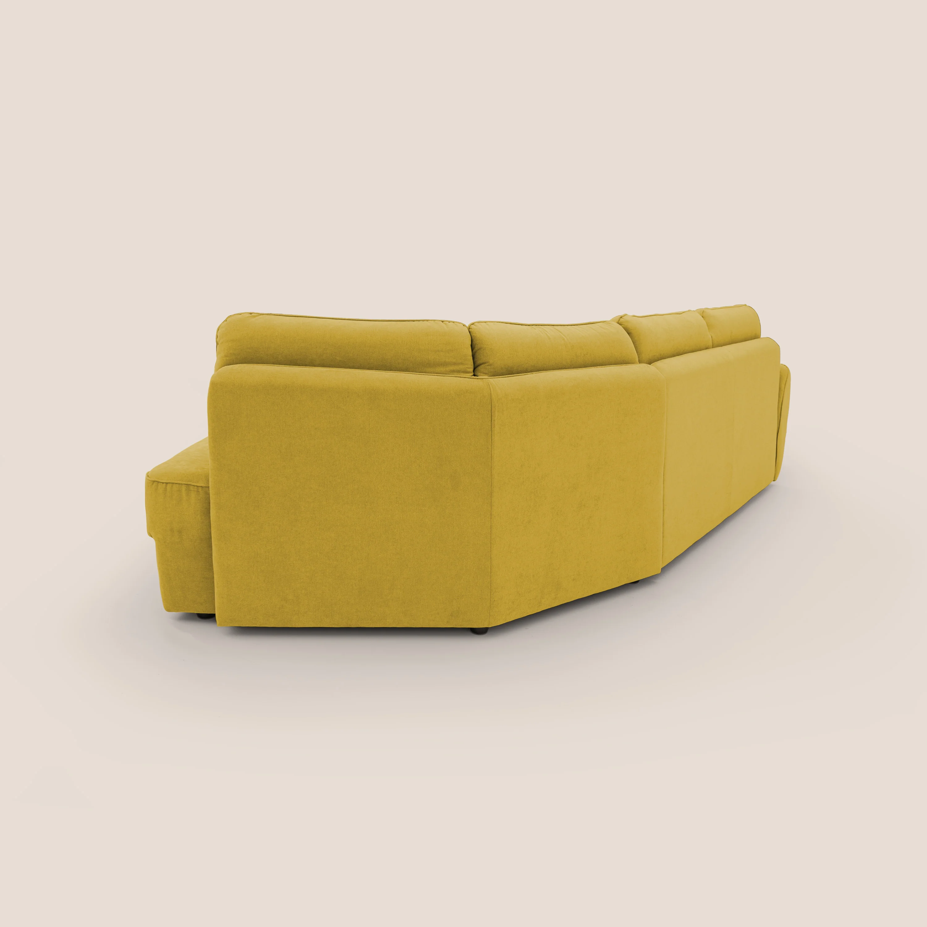 Zeus Canapé d'angle convertible avec matelas H18 cm pouf mobile en tissu imperméable T02 jaune - Image 14