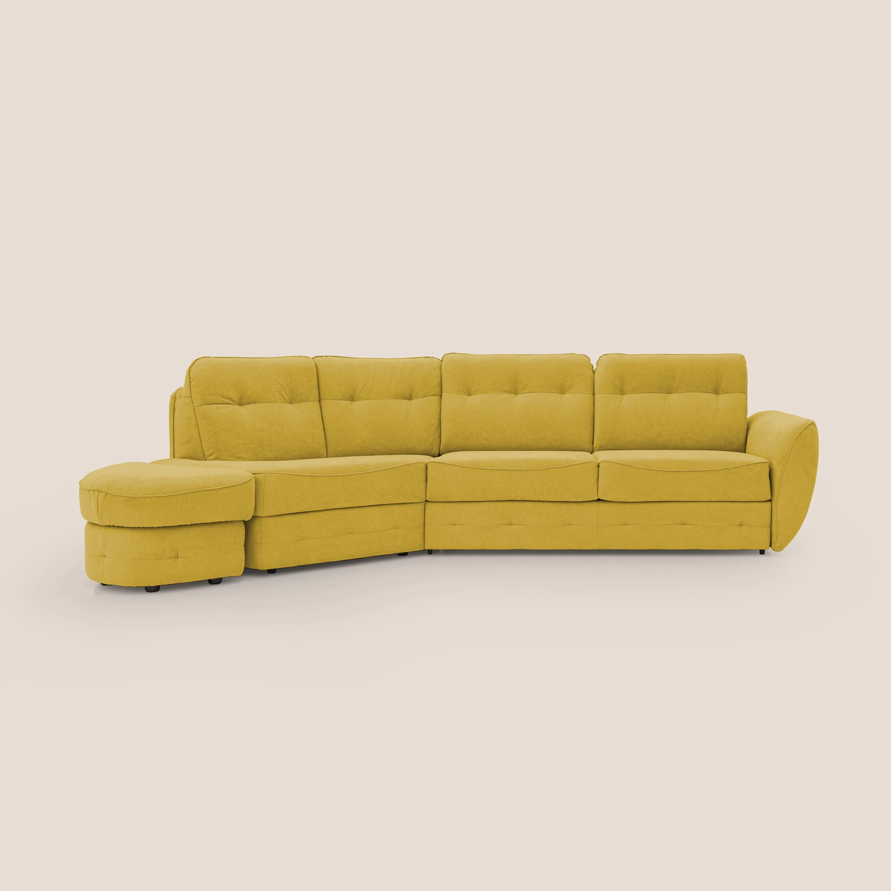 Zeus Canapé d'angle convertible avec matelas H18 cm pouf mobile en tissu imperméable T02 jaune - Image 15