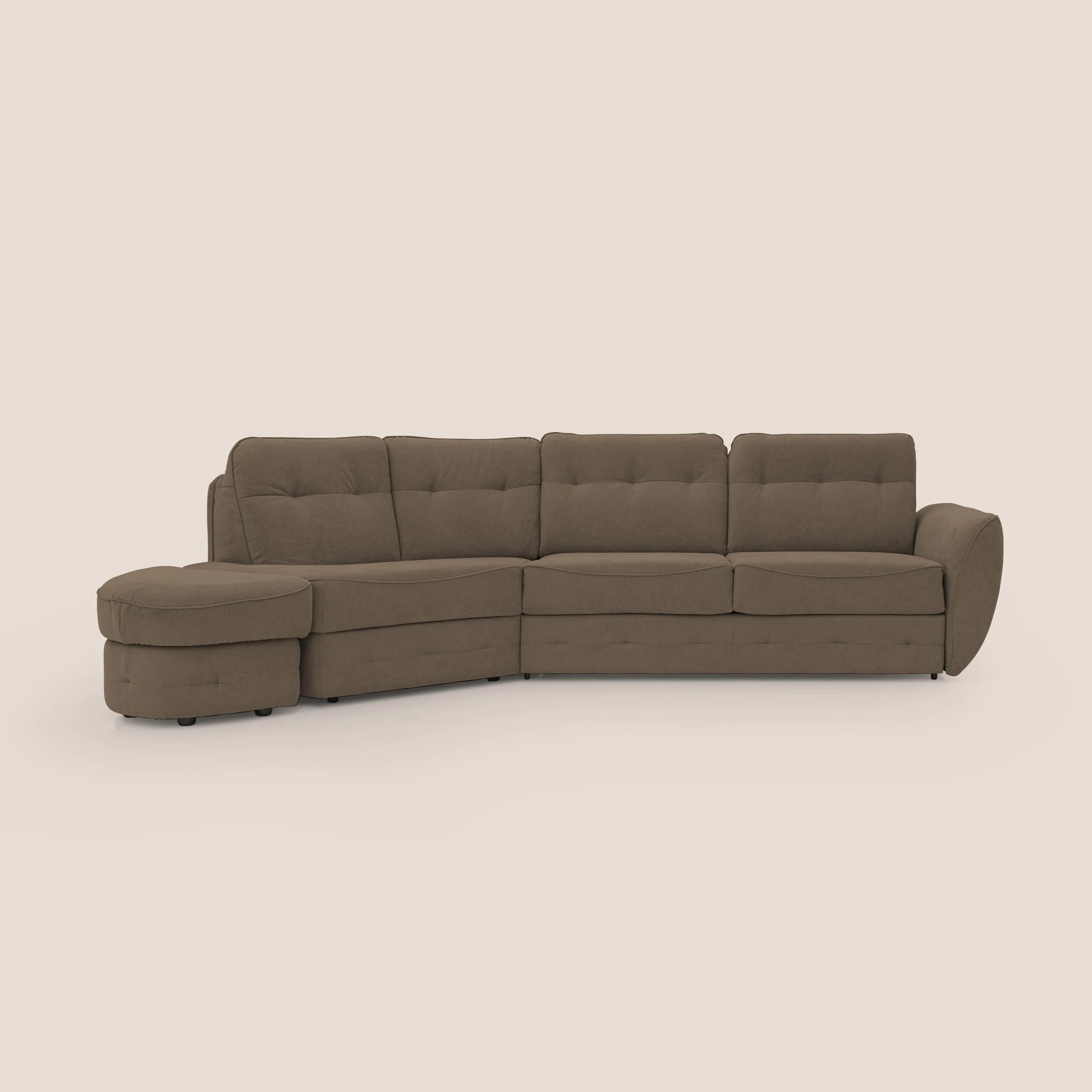 Zeus Canapé d'angle convertible avec matelas H18 cm pouf mobile en tissu imperméable T02 marron - Image 15