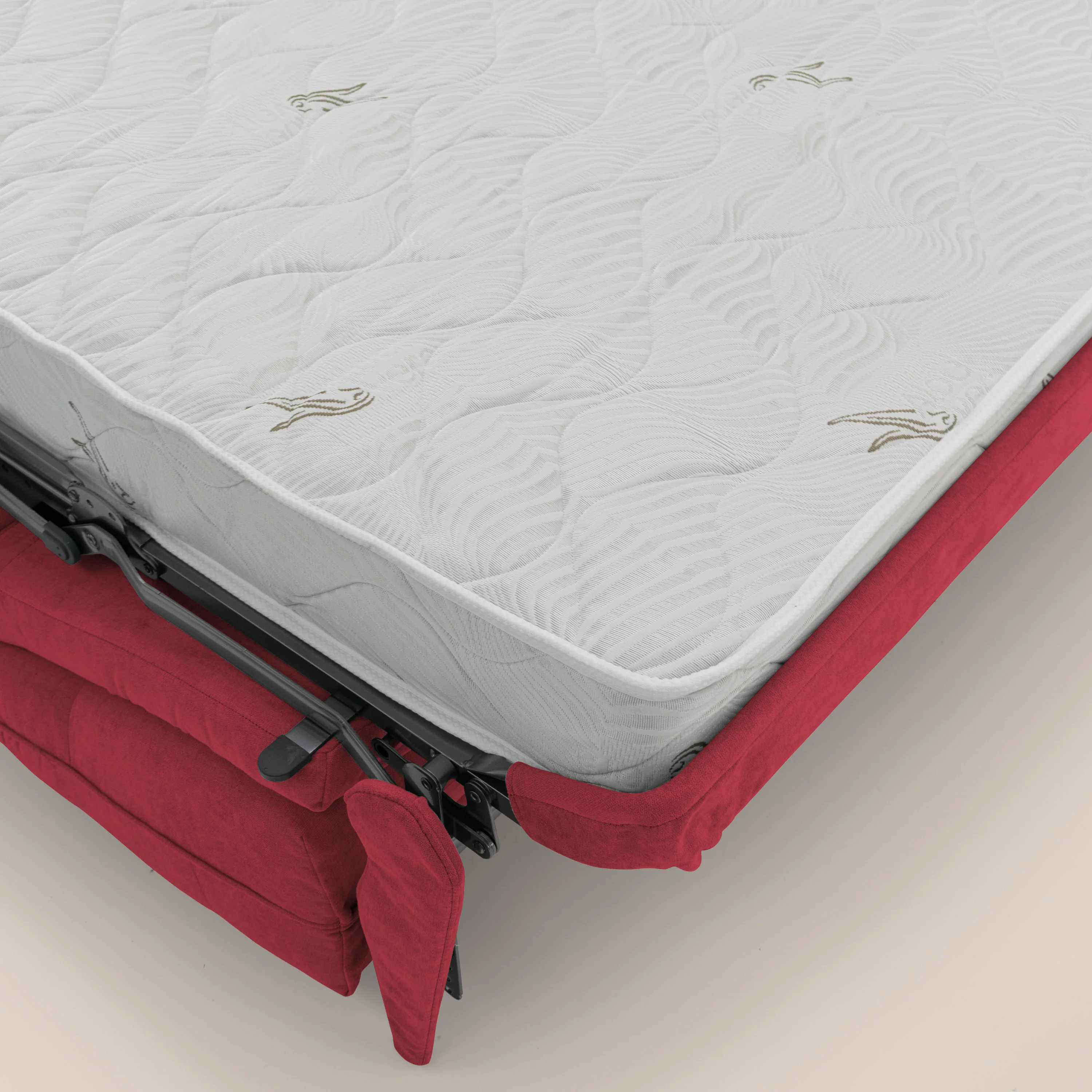 Zeus Canapé d'angle convertible avec matelas H18 cm pouf mobile en tissu imperméable T02 rouge - Image 10