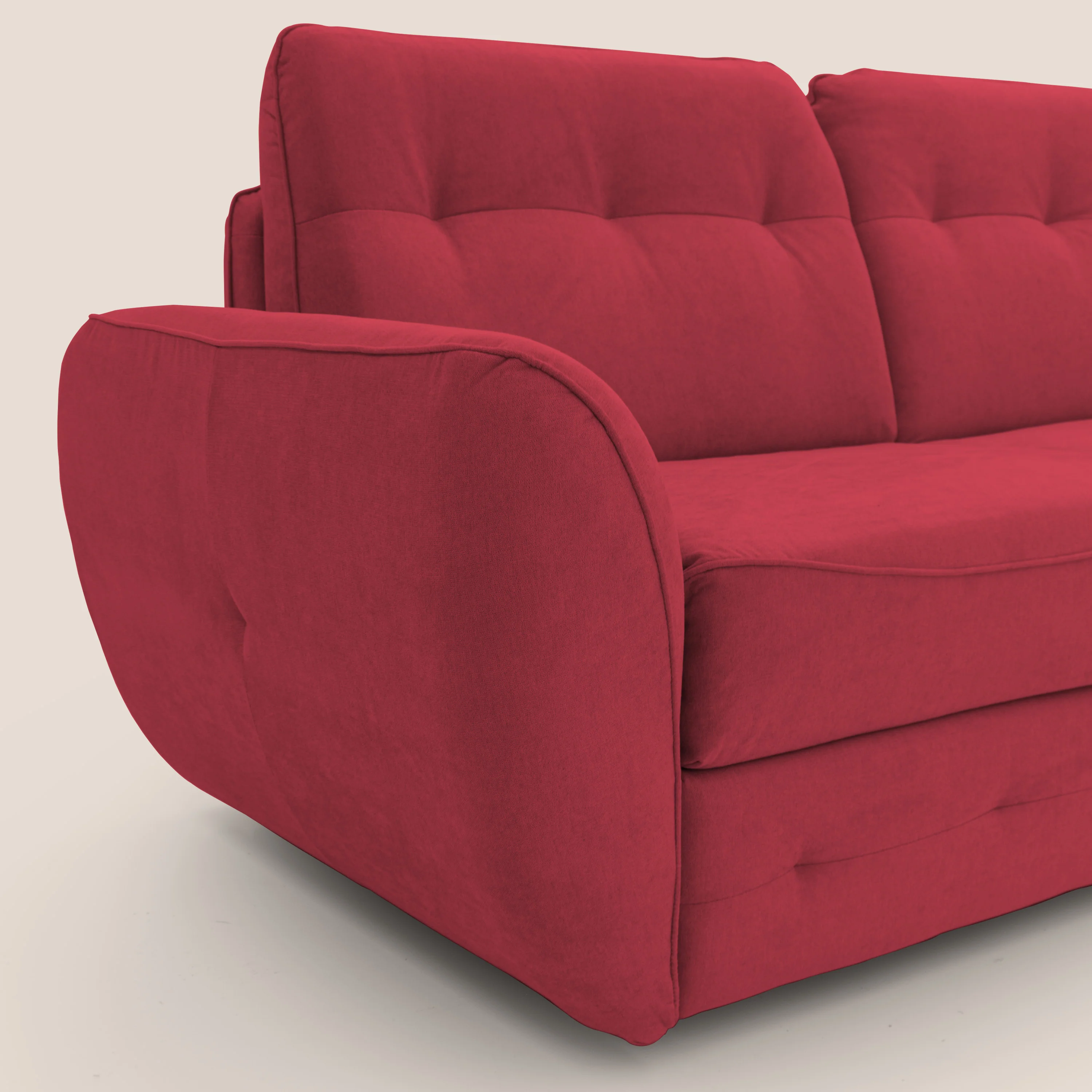 Zeus Canapé d'angle convertible avec matelas H18 cm pouf mobile en tissu imperméable T02 rouge - Image 6