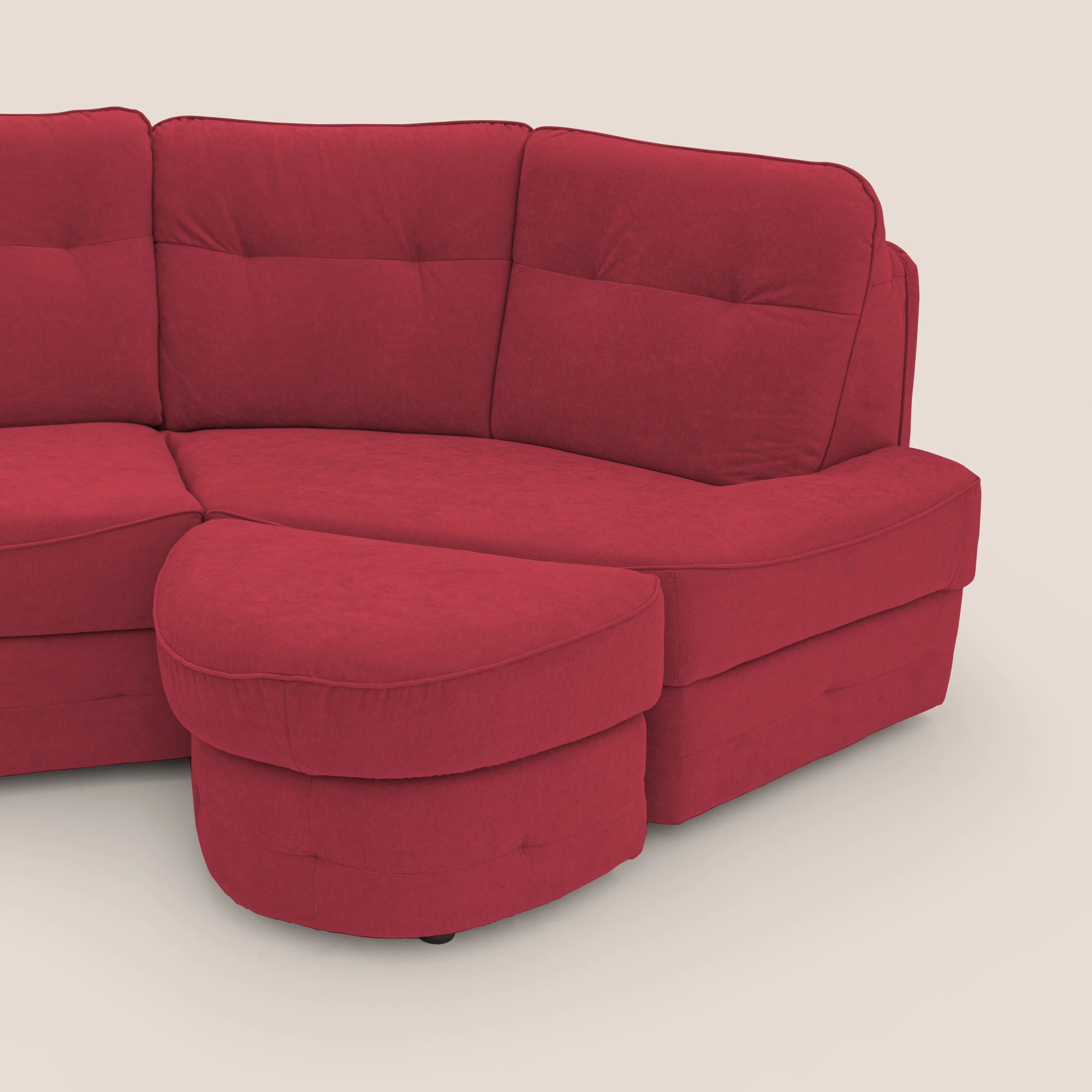 Zeus Canapé d'angle convertible avec matelas H18 cm pouf mobile en tissu imperméable T02 rouge - Image 9