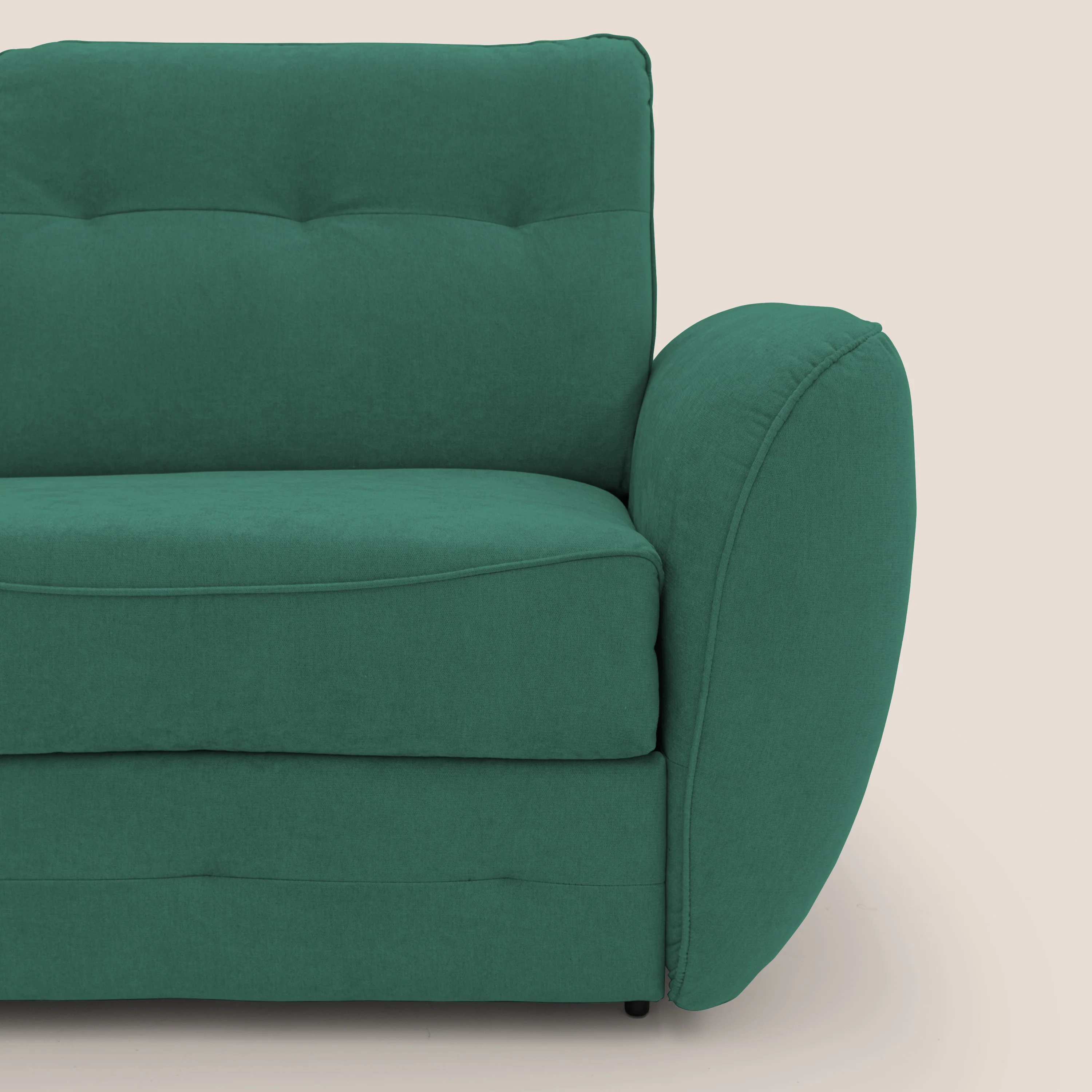 Zeus Canapé d'angle convertible avec matelas H18 cm pouf mobile en tissu imperméable T02 vert - Image 5
